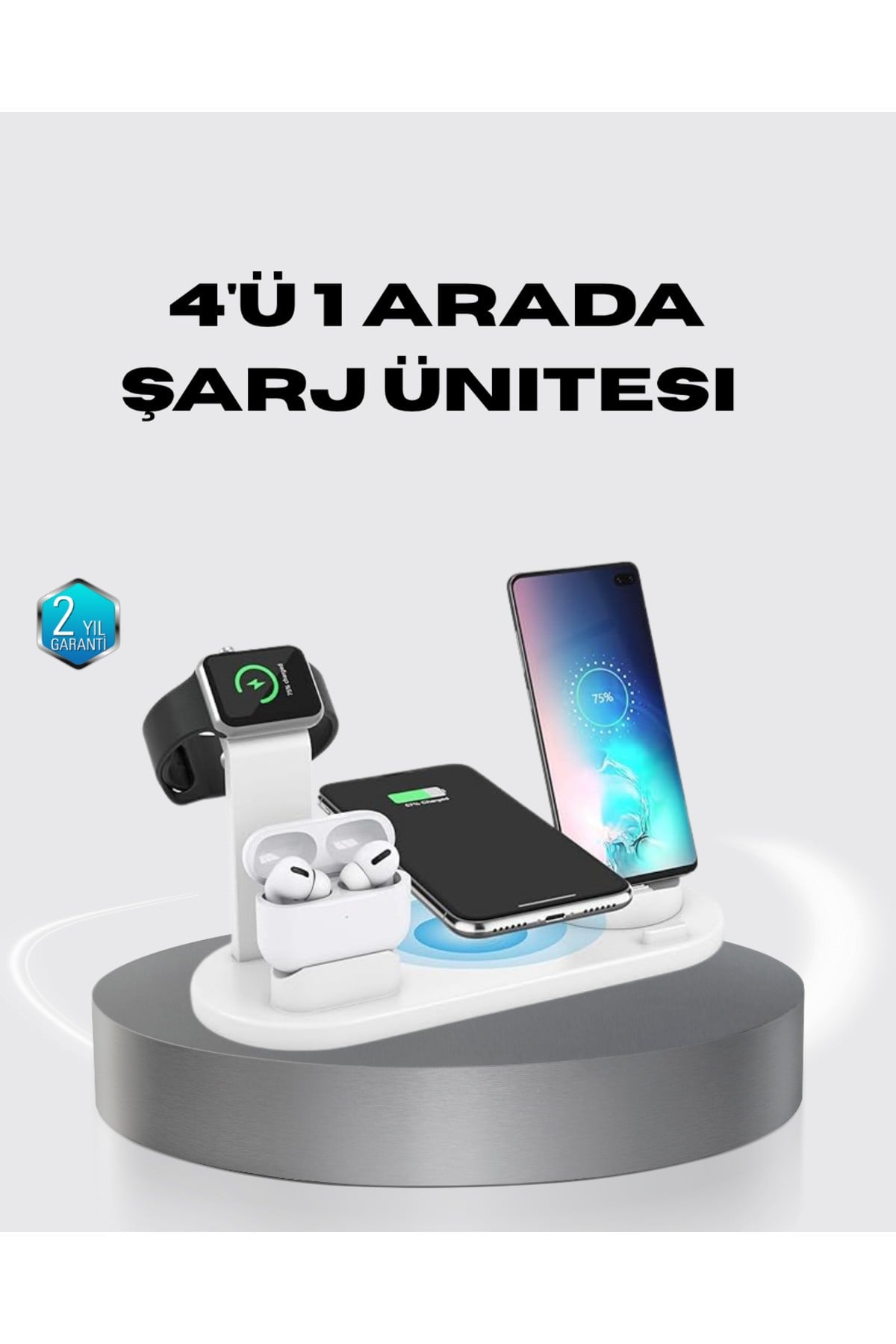 4’lü Apple Kablosuz Şarj Standı iPhone Watch ve AirPods Çoklu Şarjlı
