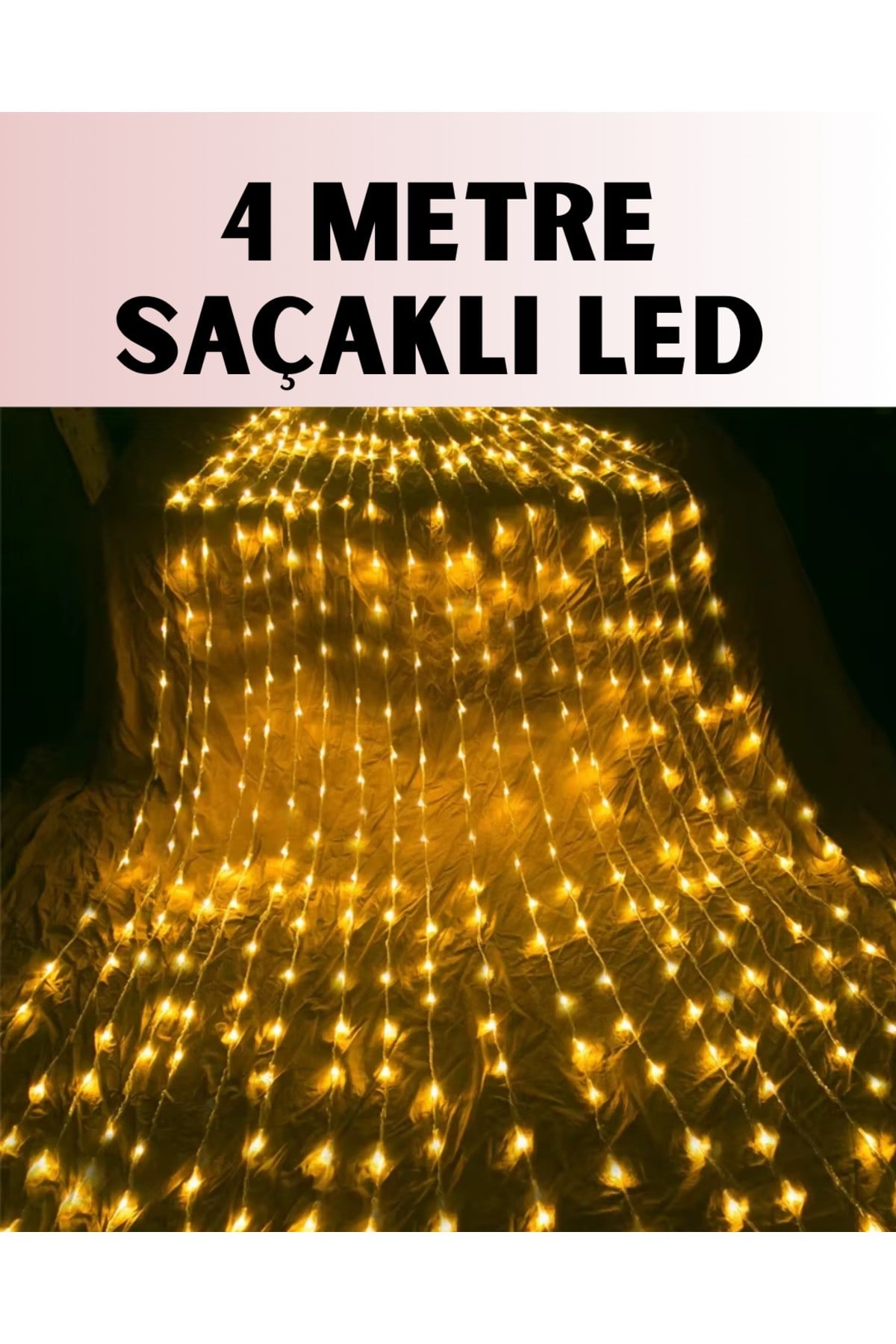 4 Metre Icicle Şelale Led Yılbaşı Perde Işık Sıcak Ambiyans