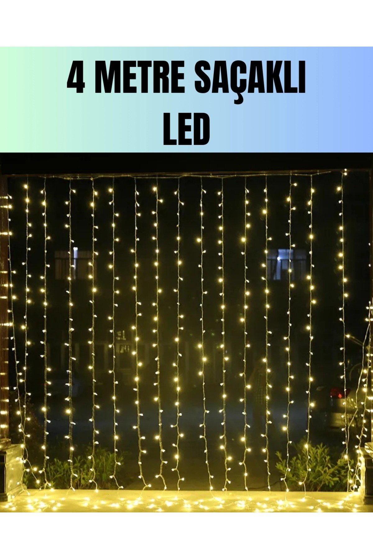 4 Metre Yılbaşı Şelale Led Perde Işık Ev Bahçe Dekor
