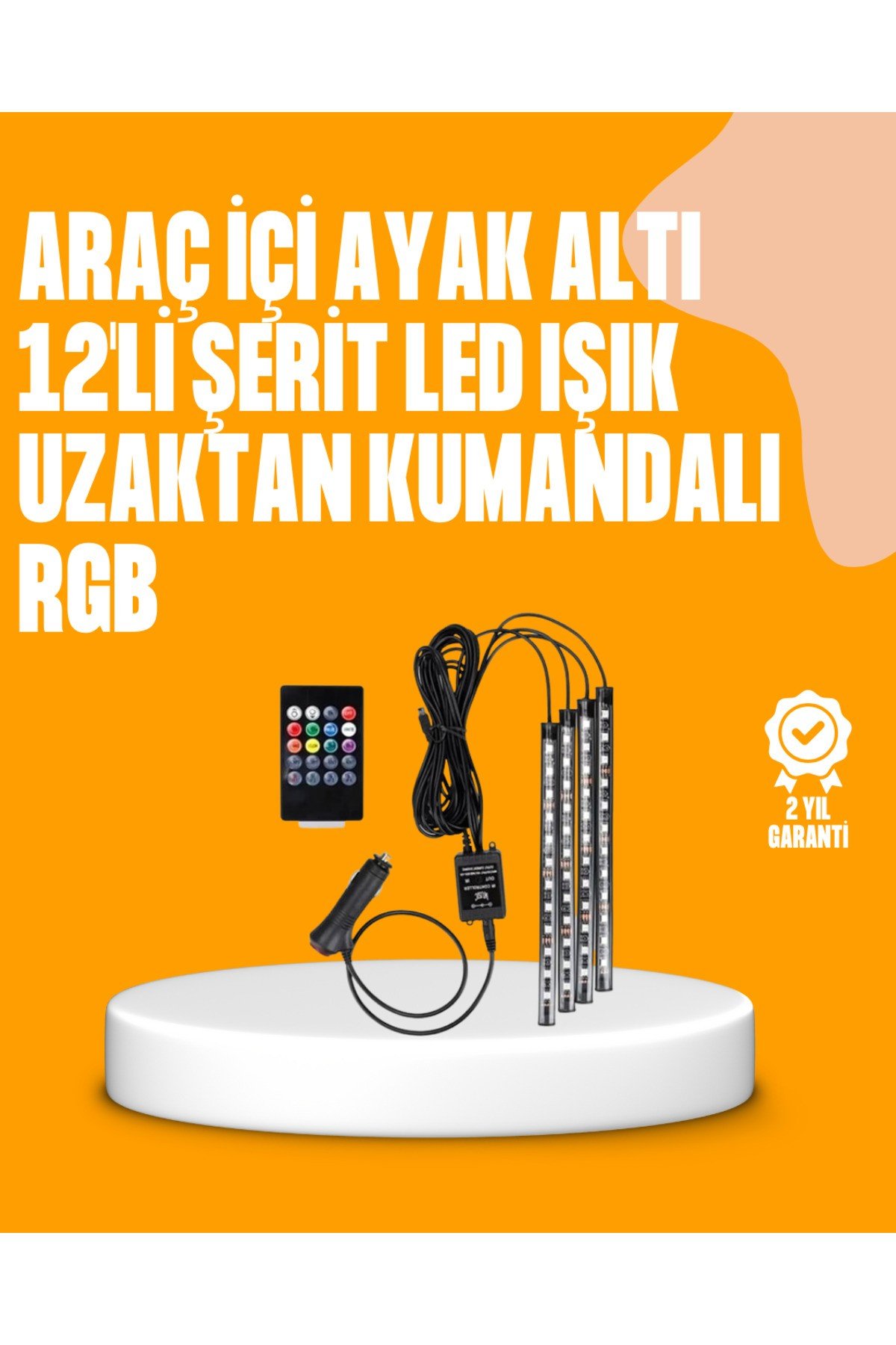 4 Parça RGB LED Araç İçi Aydınlatma Sistemi