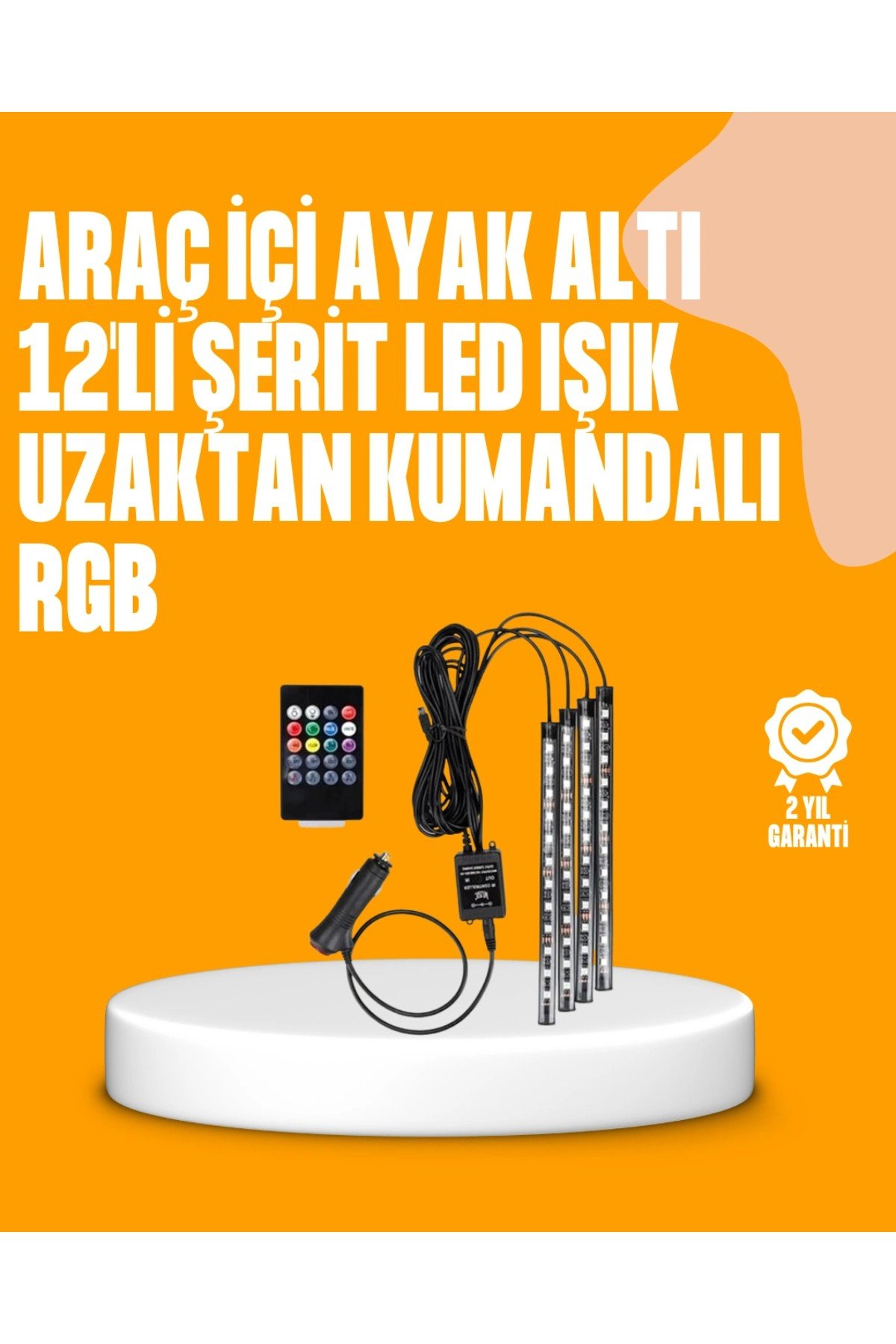 4 Parça RGB LED Araç İçi Aydınlatma Sistemi