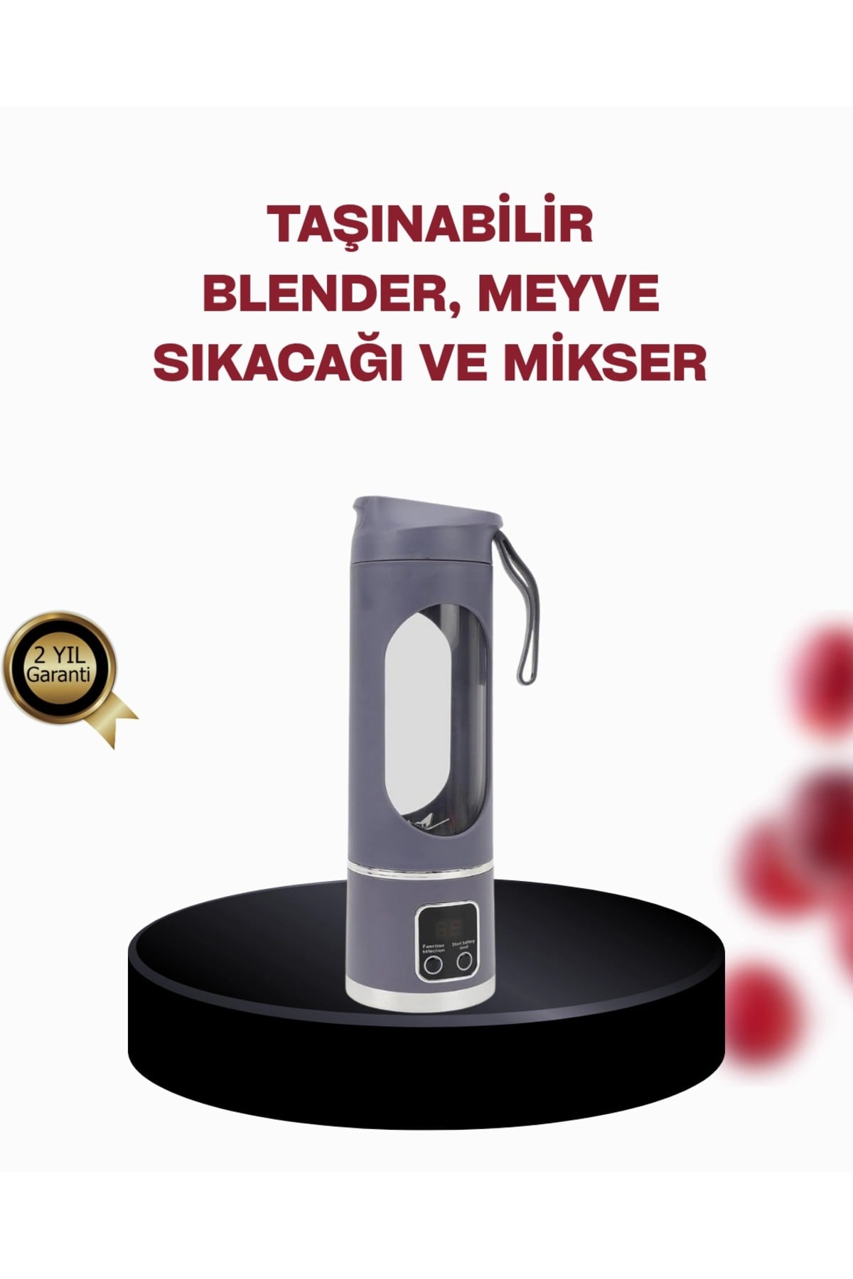 450 ml Taşınabilir Blender – Tip-C Şarjlı 12 Bıçaklı Meyve Sıkacağı