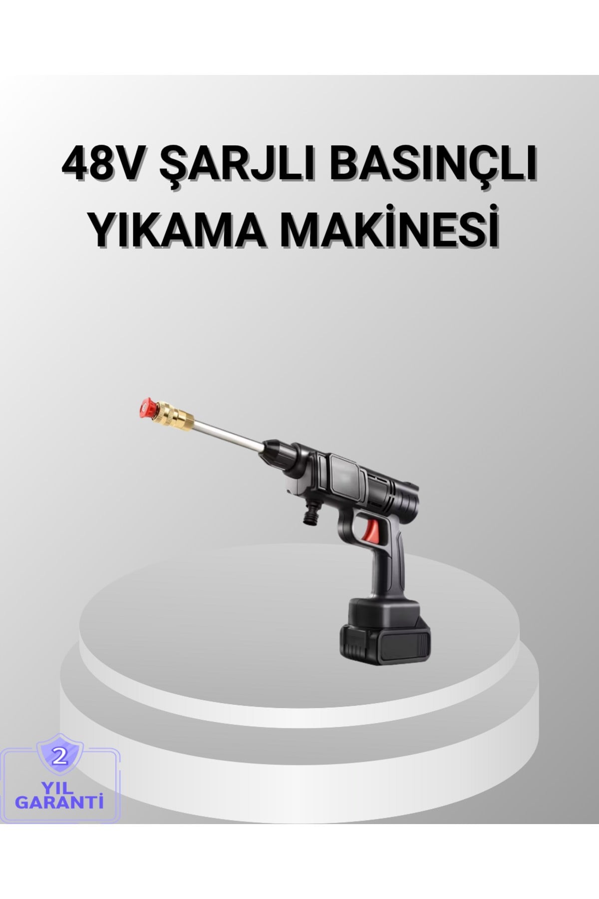 48V Kablosuz Yıkama Makinesi – 2 Pil, Köpük Tankı ve Ayarlanabilir