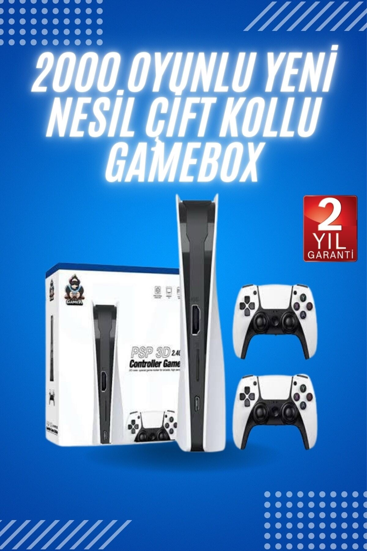 4K HD Klasik Retro Game Box 3000 Oyunlu Çift Kollu Çift Kişilik Oyun Konsolu