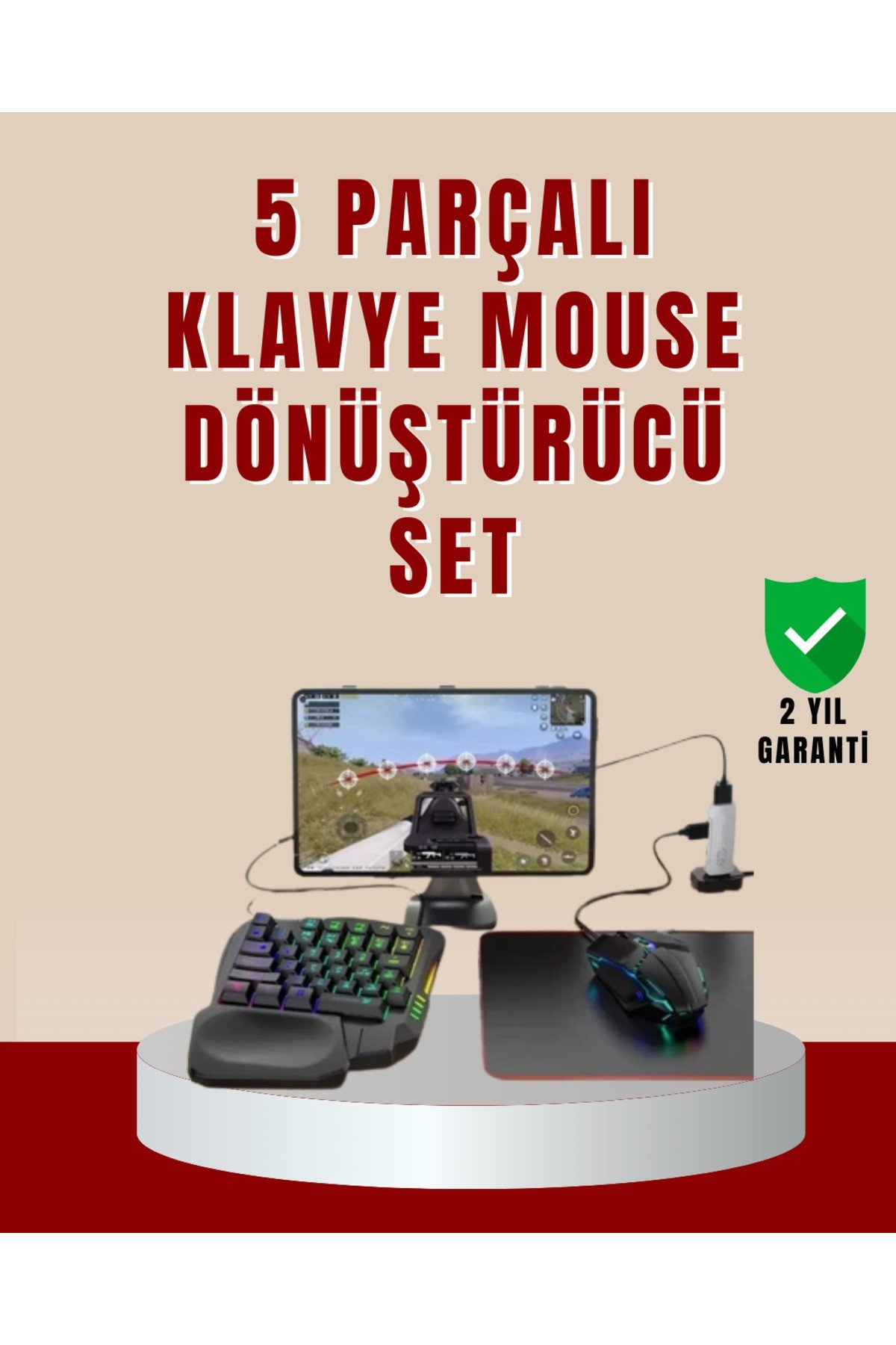 5’i 1 Arada Mobil Oyun Seti Klavye Mouse Dönüştürücü iOS & Android