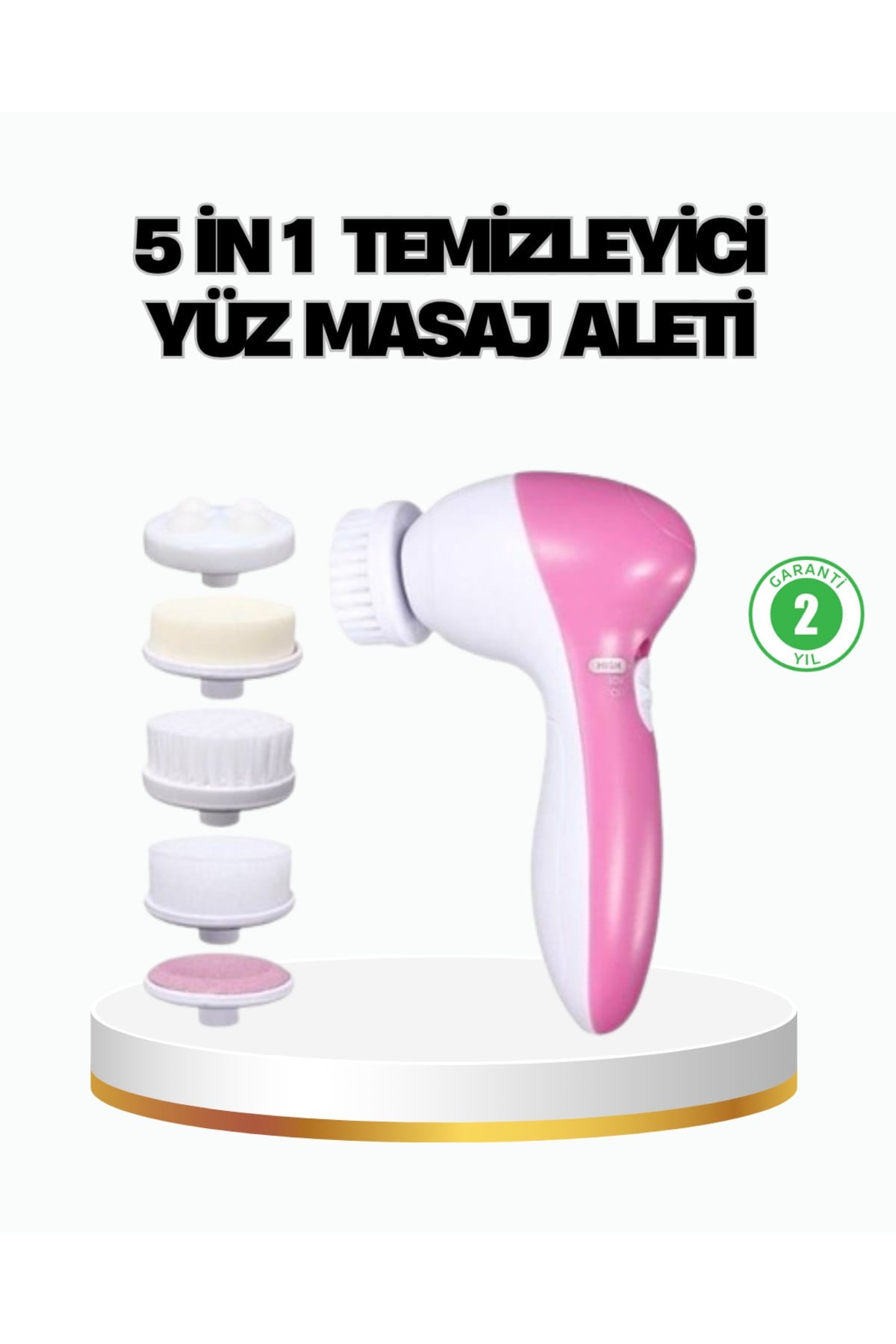 5’i 1 Arada Yüz Temizleme Cihazı – Masaj, Fırça, Peeling ve Krem Uygulama Aparatlı