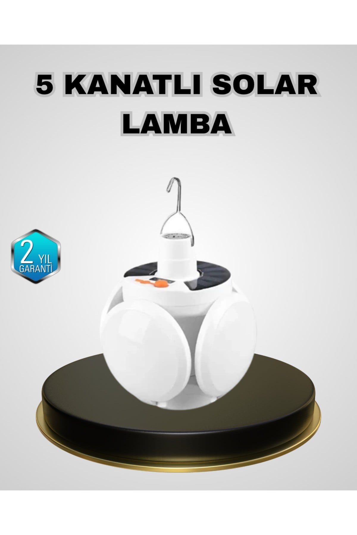 5 Kanatlı Solar Kamp Lambası – USB Şarjlı, Taşınabilir, IP65 Su Geçirmez Bahçe Lambası