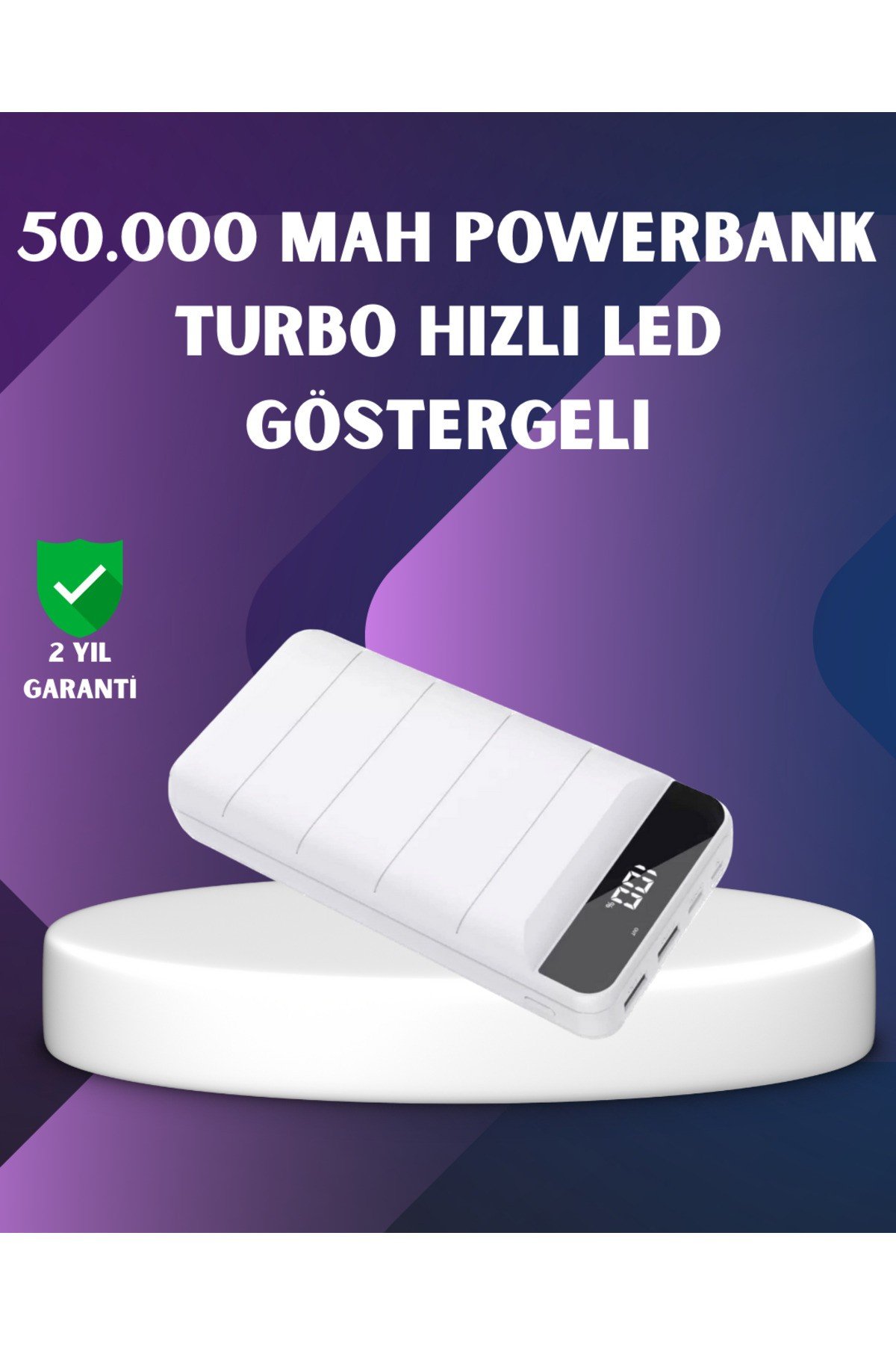 50000mAh Yüksek Kapasiteli Powerbank Hızlı Şarj ve LED Ekranlı