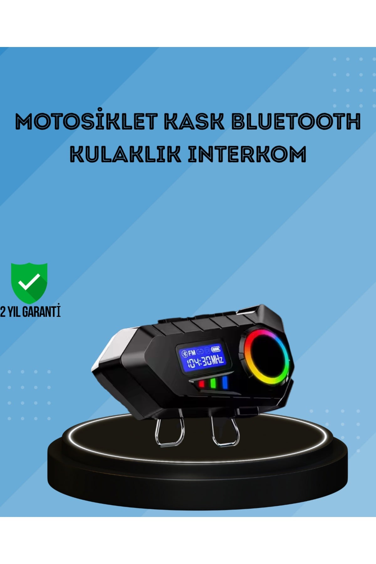 500mAh Bataryalı Bluetooth 5.4 İnterkom LED Ekranlı FM Destekli