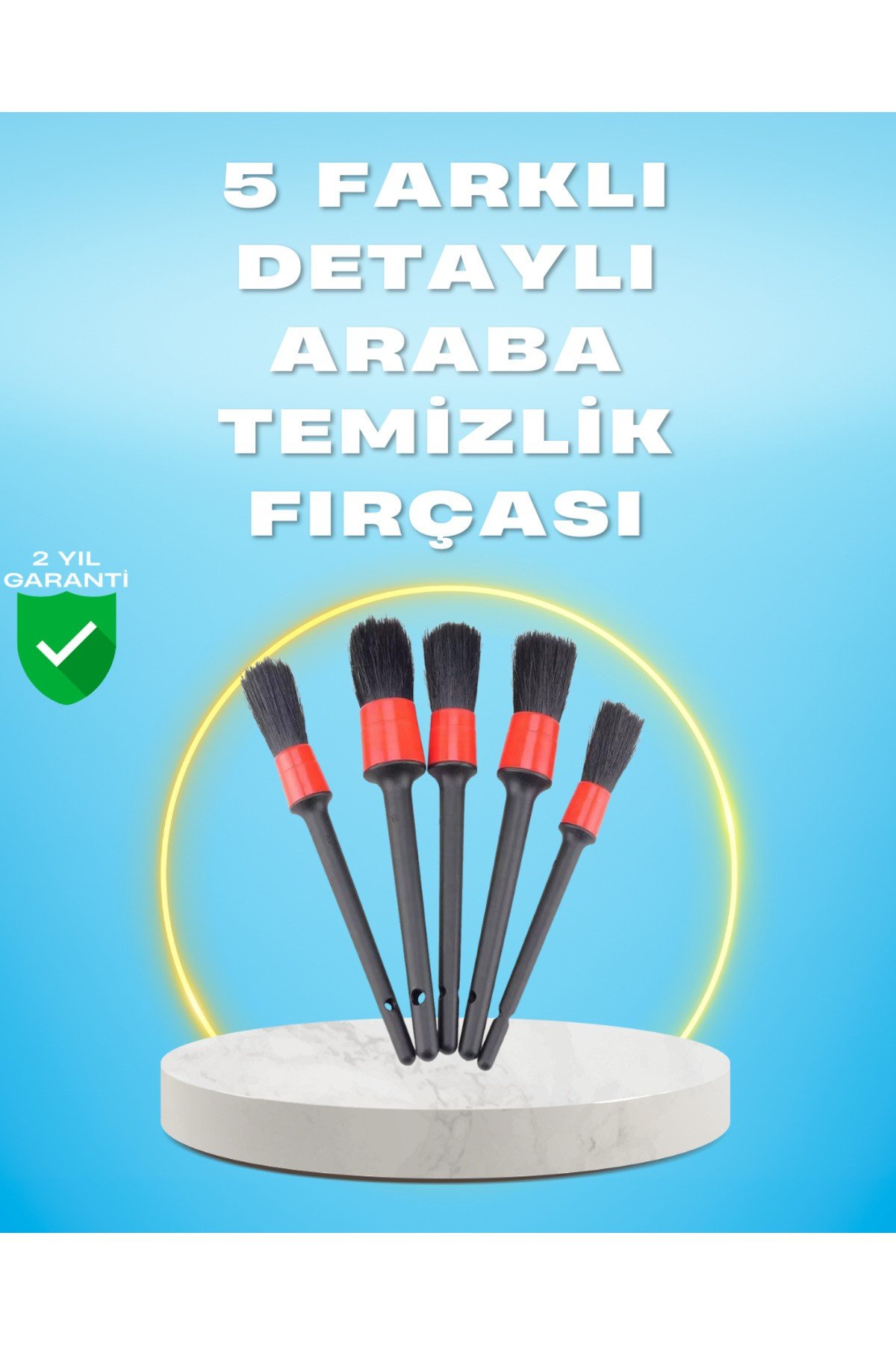 5'li Araba Temizlik Fırçaları-Farklı Boyutlu Fırçalarla Derinlemesine Temizlik