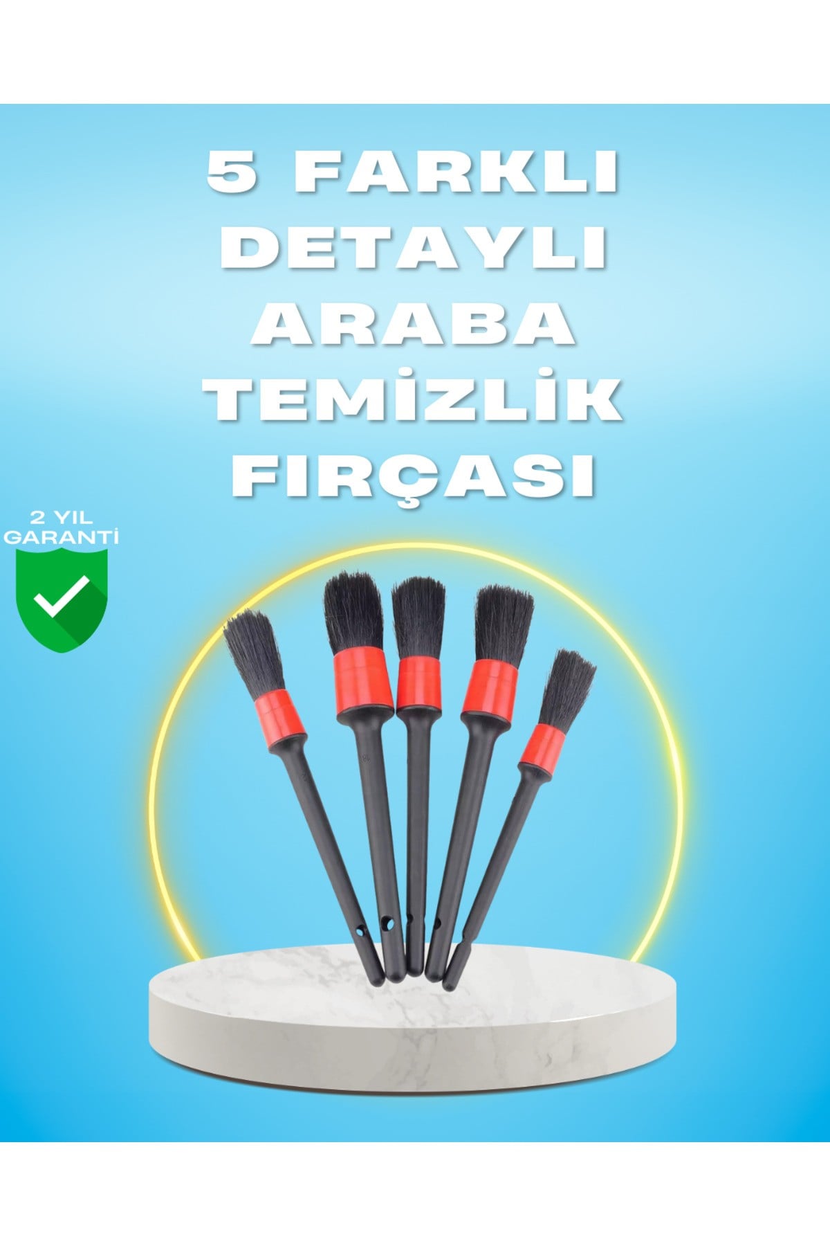 5'li Araba Temizlik Fırçaları-Farklı Boyutlu Fırçalarla Derinlemesine Temizlik