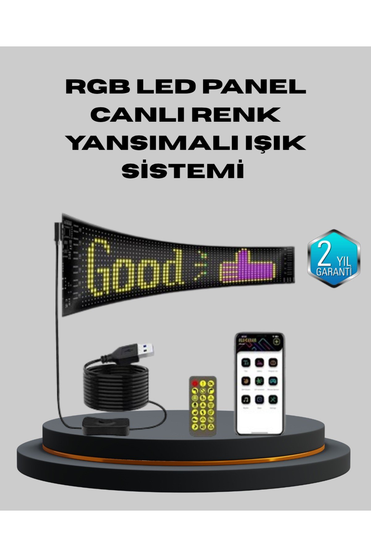 5V USB Akıllı Piksel LED Panel – Mobil Uygulama Kontrollü, Renkli Işık Efektli