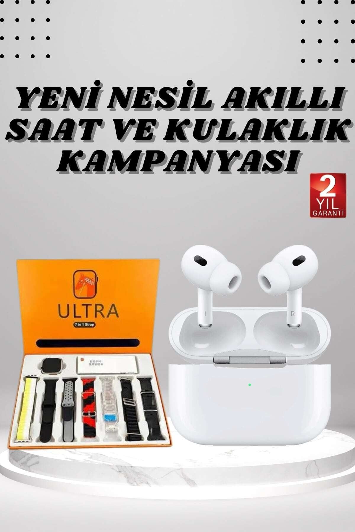 7 Kordonlu Akıllı Saat Ve Yeni Nesil Kulaklık Dokunmatik Ekran Android ve İOS Uyumlu