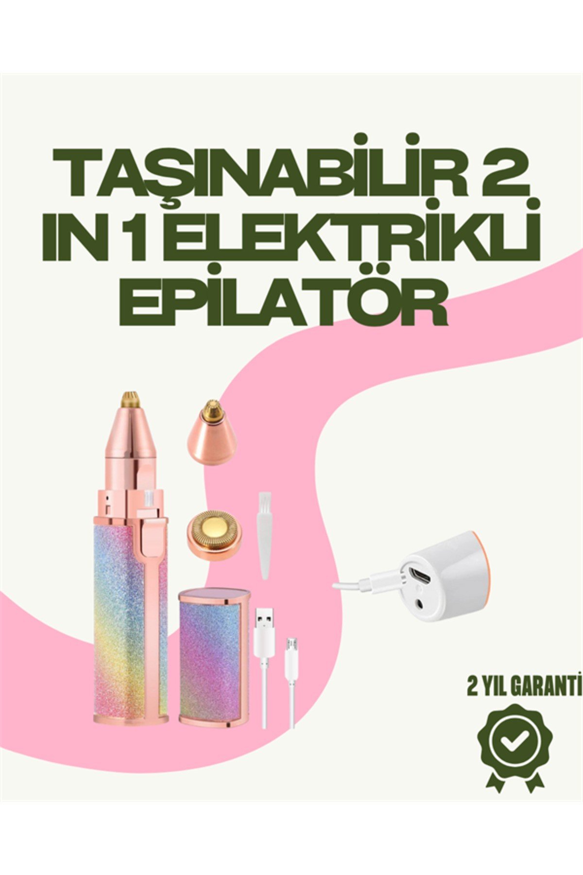 8000 RPM Taşınabilir Epilatör – Kaş Düzeltici ve Dudak Epilatörlü Pille Çalışan