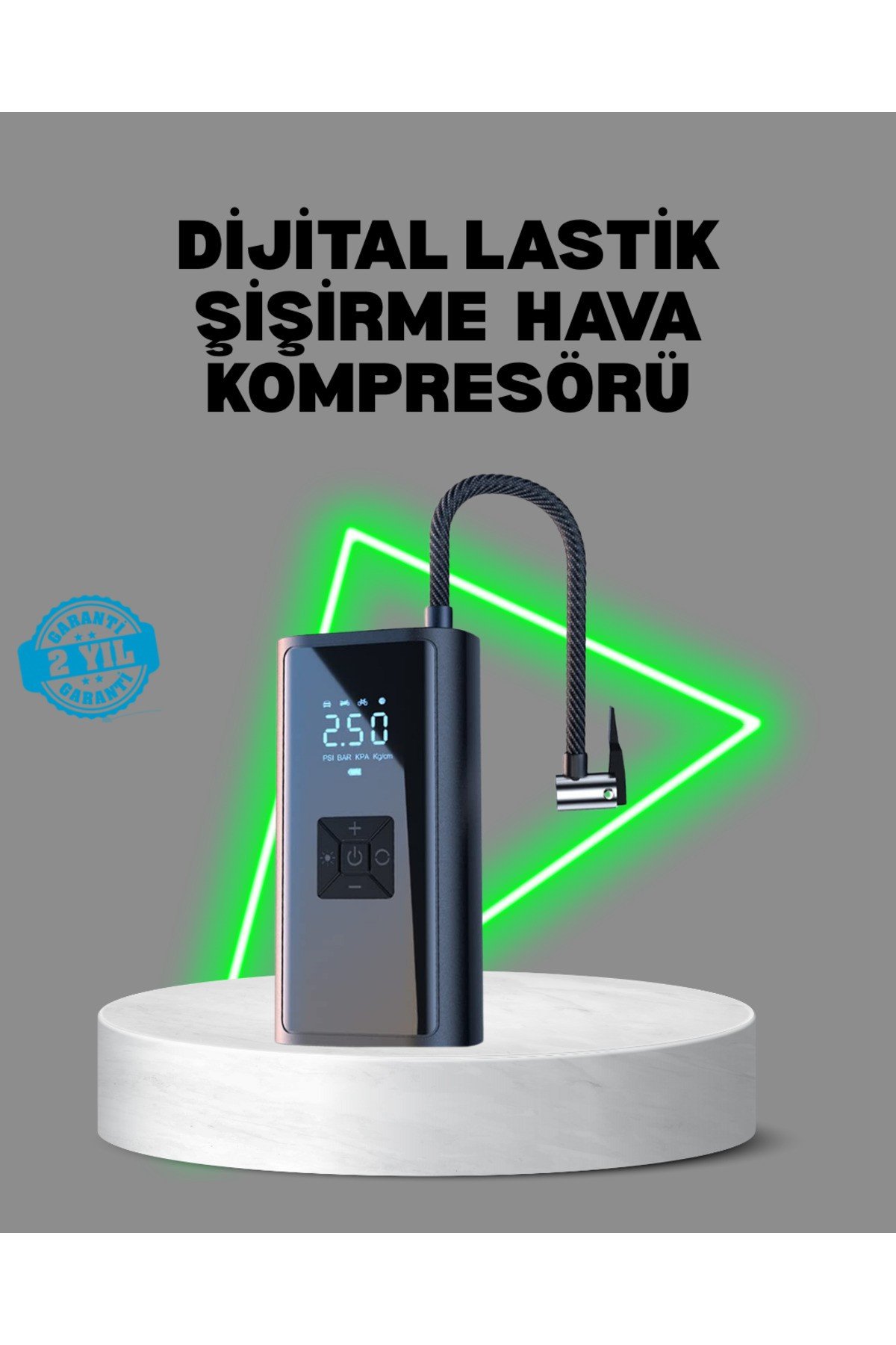 80W Kablosuz Dijital Ekranlı Taşınabilir Lastik Şişirme Pompası