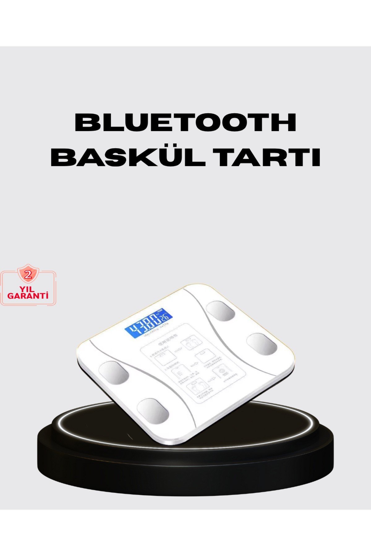 Akıllı Dijital Baskül – Bluetooth Bağlantılı, 8 Ölçüm Verili, Akıllı Vücut Analiz Tart