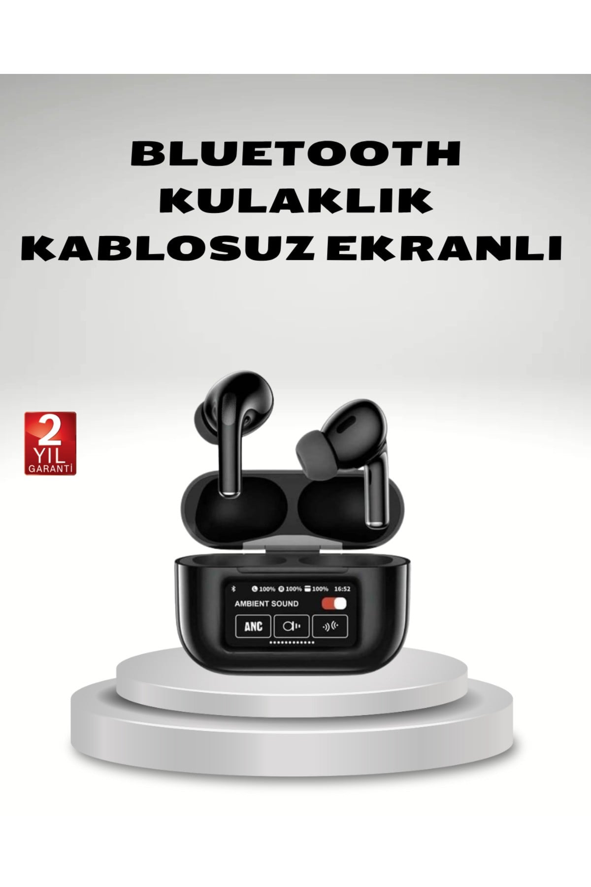 Aktif Gürültü Engelleme (Anc) Kablosuz Bluetooth Kulaklık – Dijital Ekranlı, Dokunmatik Ve Uzun Pil