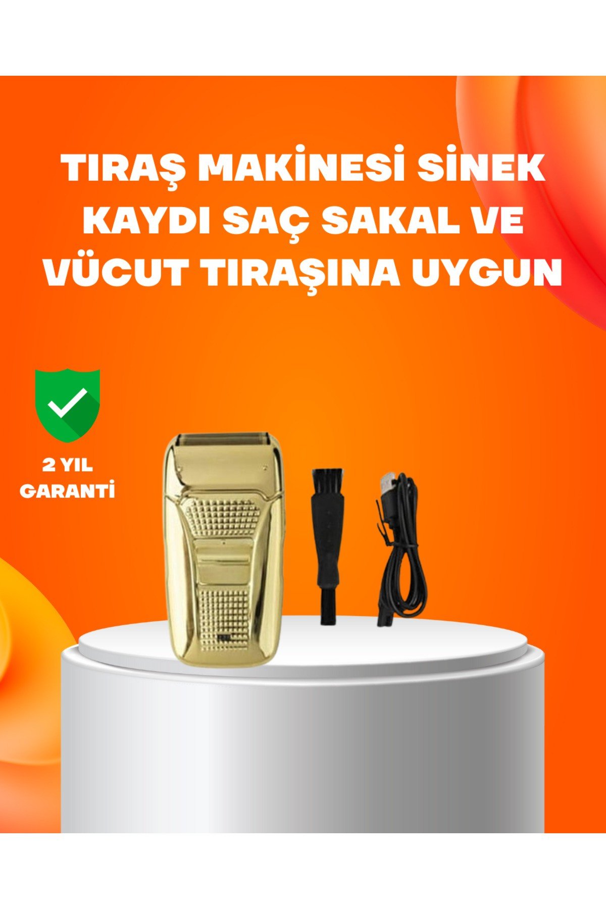 Altın Renk Kablolu Sakal Tıraş Makinesi Çelik Bıçaklı 3W Motor