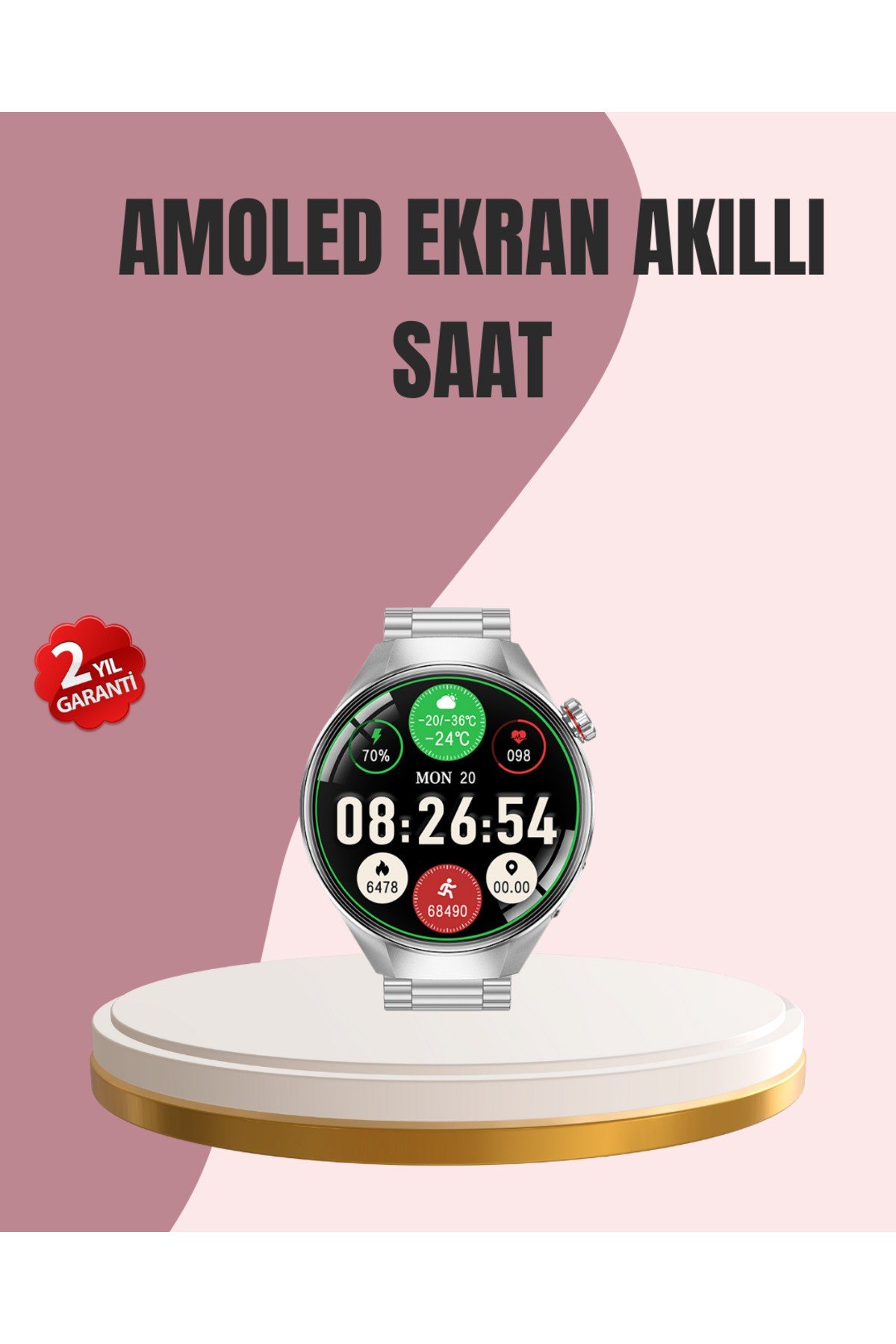 AMOLED Akıllı Saat Gelişmiş Sensörlü – Kadın Sağlığı ve Hatırlatma Özellikli