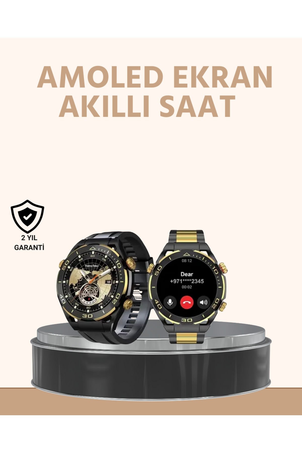 Amoled Ekran Akıllı Saat Uyku Nabız Adım Ölçer Su Geçirmez