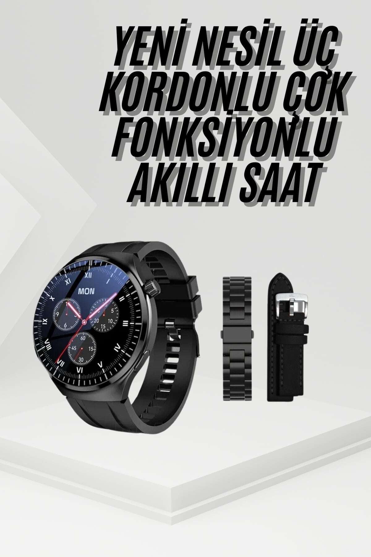 Amoled Ekran Metal Deri Silikon Kordonlu Uyku ve Sağlık Takibi