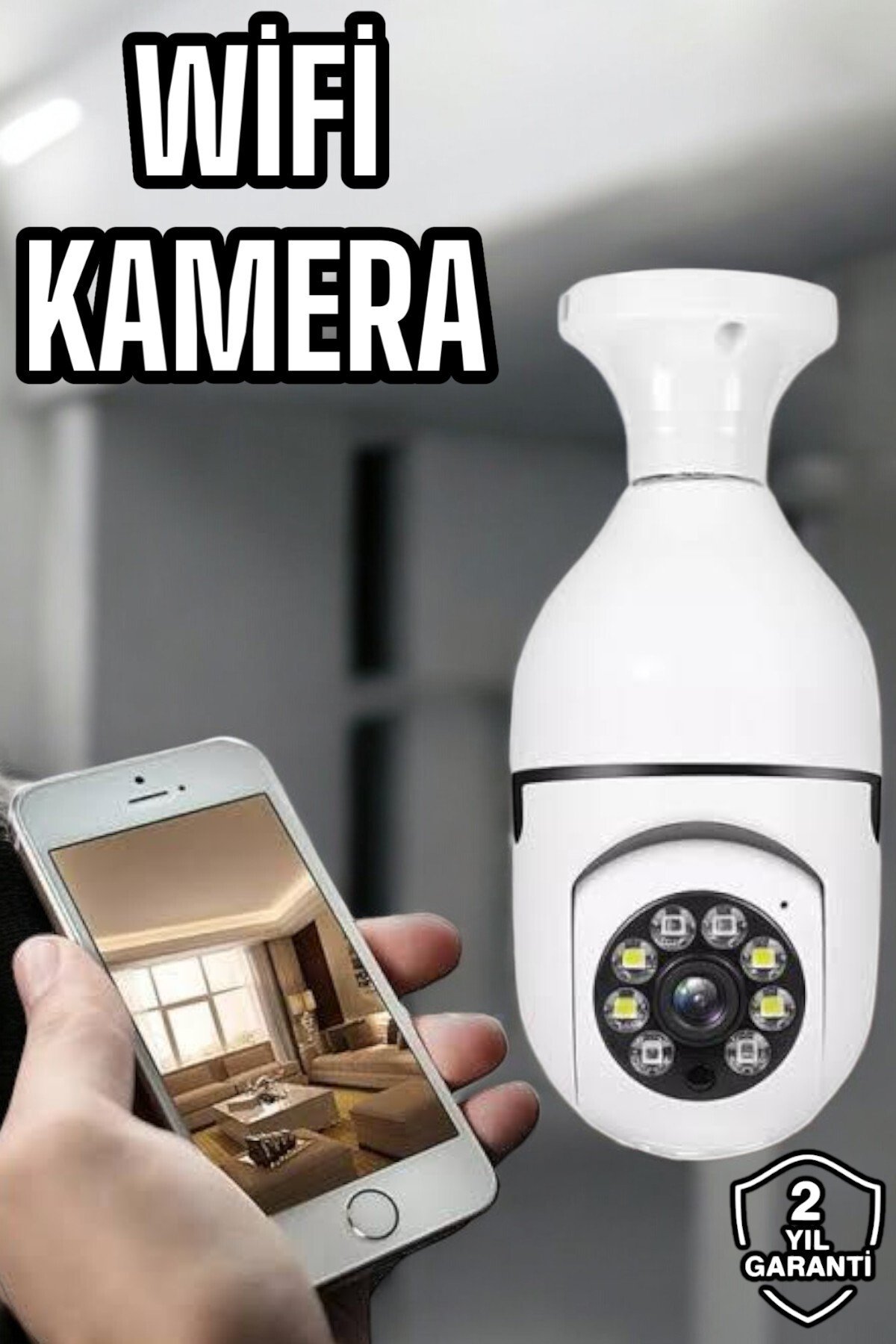 Ampul Görünümlü Güvenlik Kamerası Duylu Wifi Kamerası Dönebilen