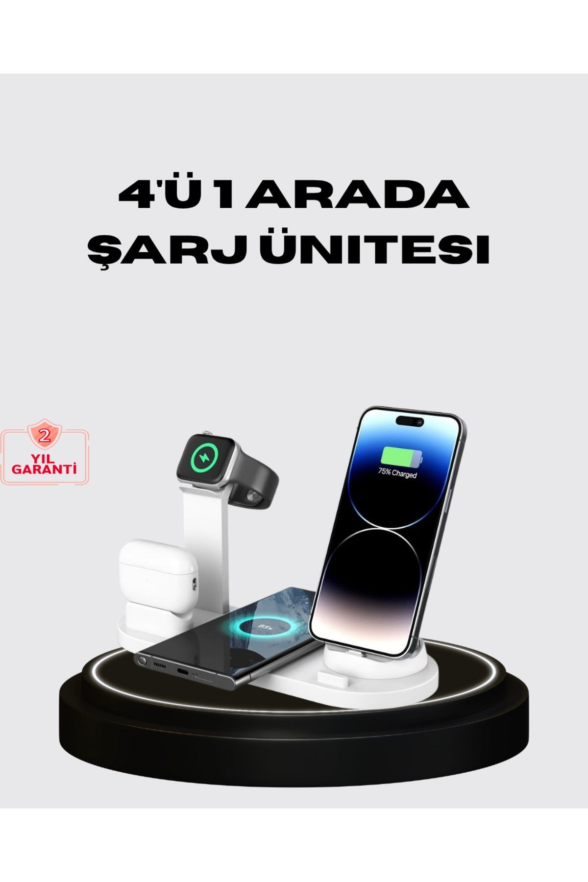 Apple Uyumlu Kablosuz Şarj İstasyonu 4 Cihaz Destekli Ve Hızlı Şarjlı