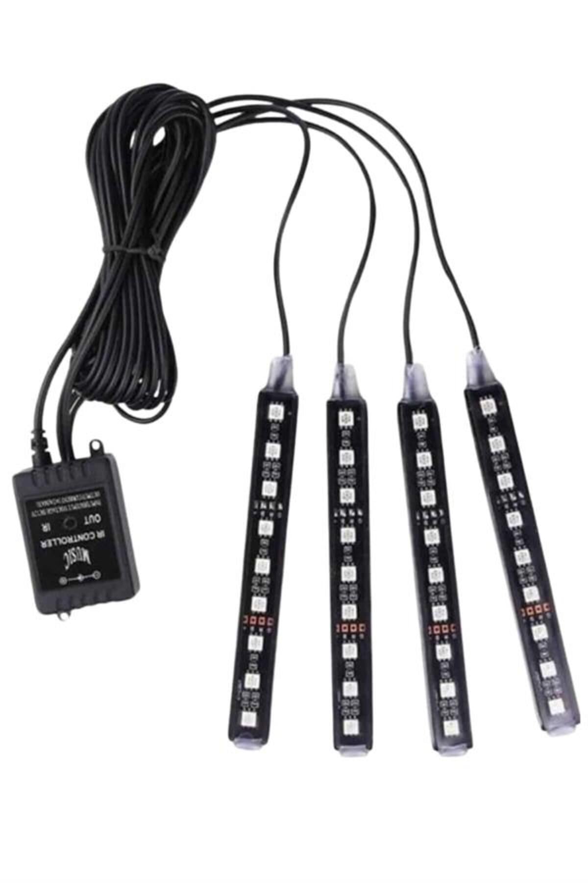 Araç Içi Aydınlatma Kumandalı 12 Led Ayak Altı Led Ambiyans Işığı Sese Duyarlı Kumandalı