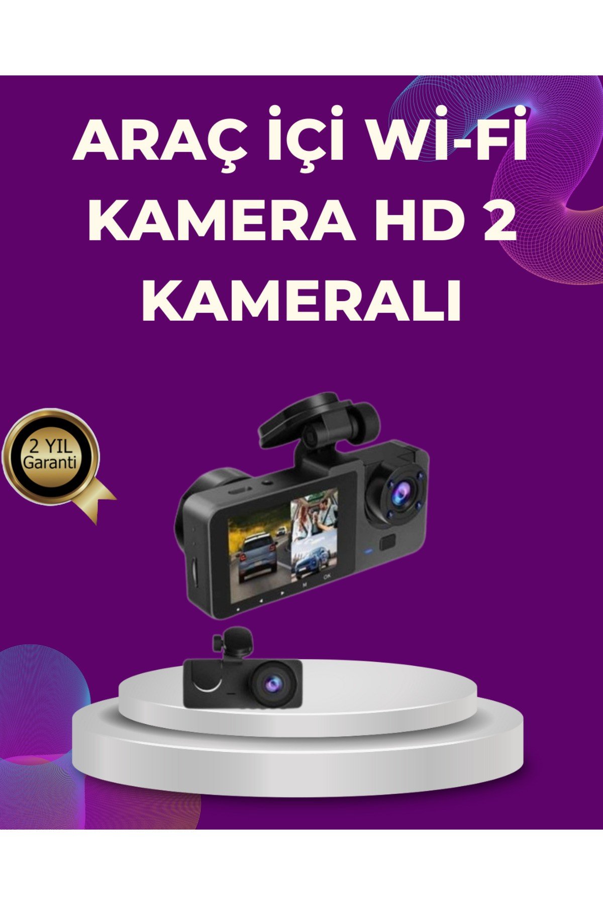 Araç İçi Dikiz Kamerası Sürüş Kaydedici 3 Lensli DVR Kamera