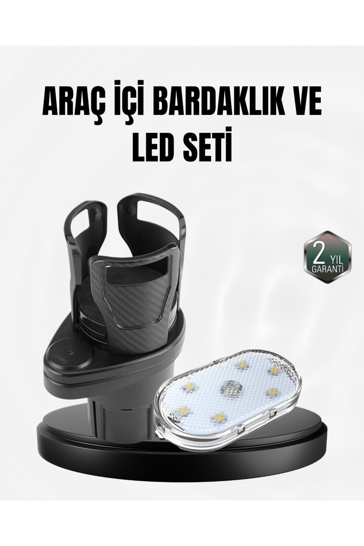Araç İçi Düzen ve Ambiyans Seti Çift Bardak Tutucu + LED Işık