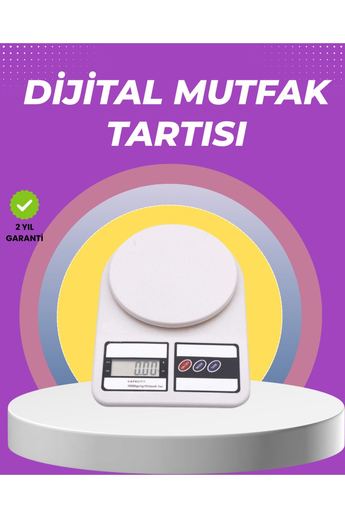 Beyaz Plastik Dijital Mutfak Tartısı – 24x16.8x1.5cm