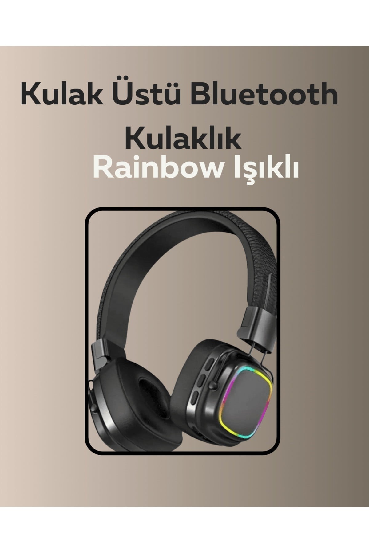 Bluetooth 5.3 Rainbow Işıklı Kulak Üstü Kablosuz Kulaklık