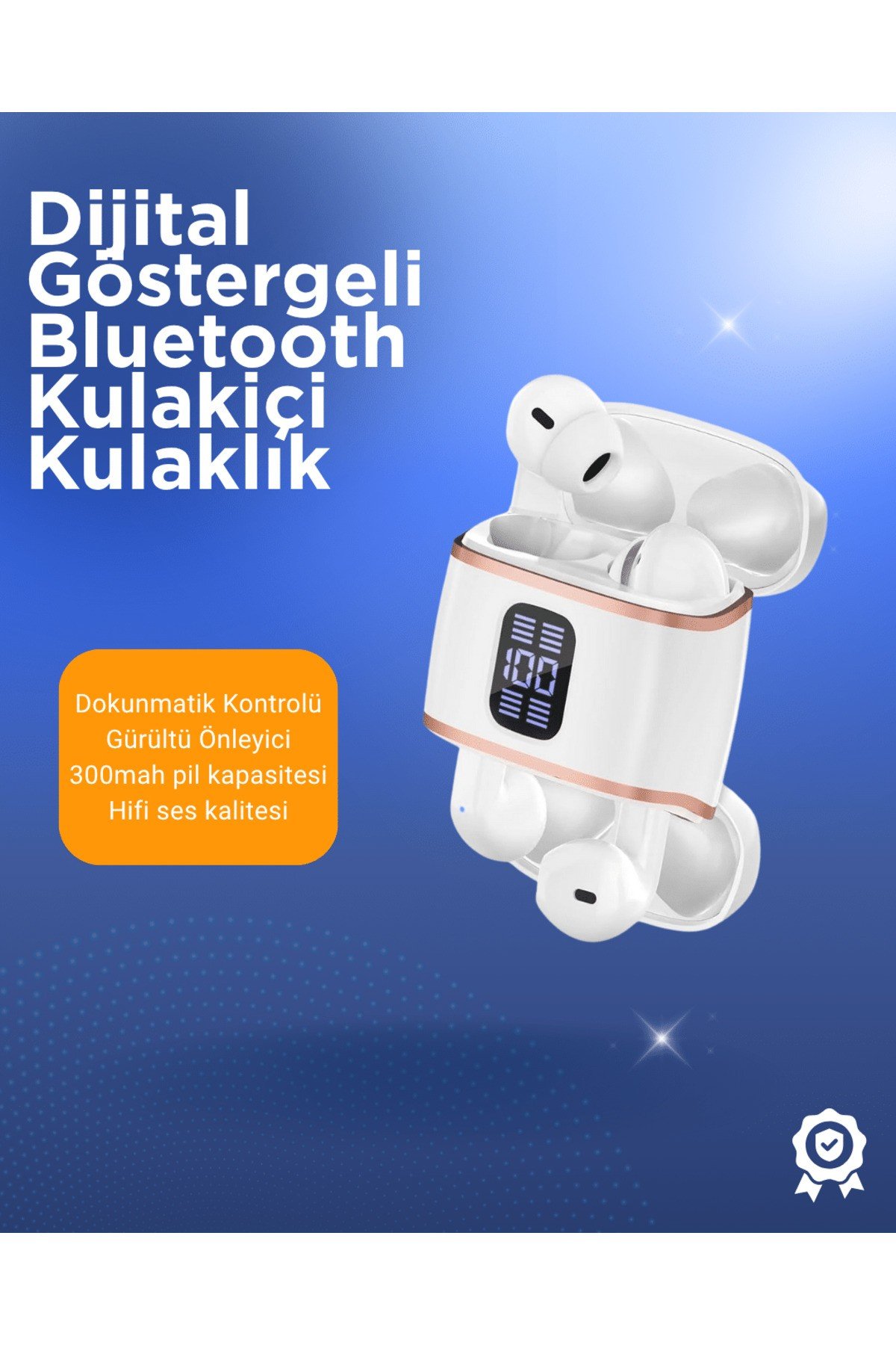 Bluetooth 5.3 Kulaklık – Kulakiçi, ANC+ENC, 4 Adet Set, Dijital Göstergeli