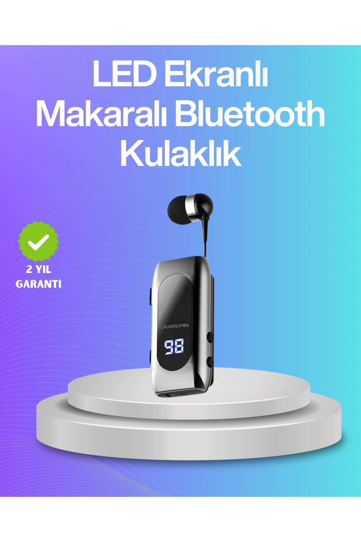 Bluetooth 5.2 Klipsli Kablosuz Kulaklık – Dijital Ekran & Titreşimli Uyarı