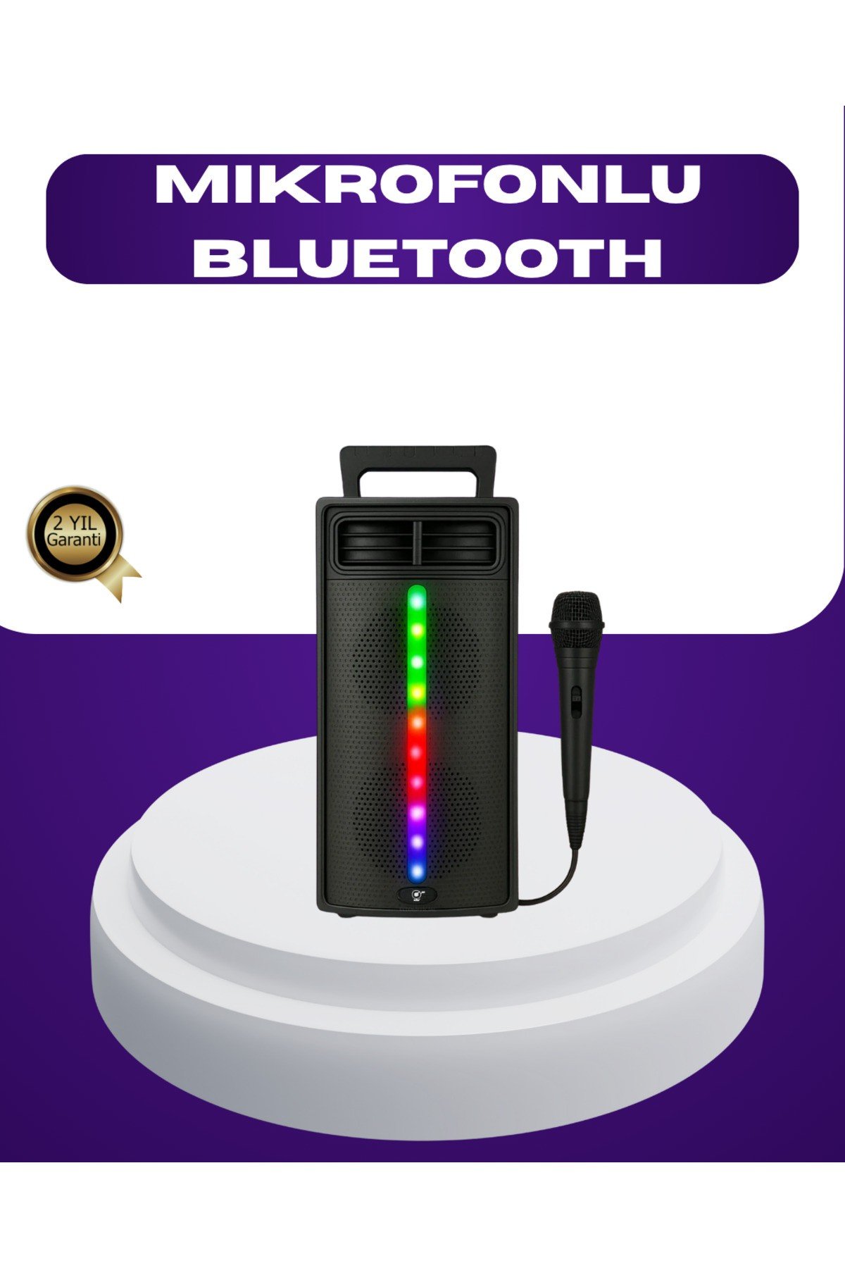 Bluetooth Işıklı Hoparlör – 2x5W Güç | USB + TF Kart + FM Radyo | Siyah Renk