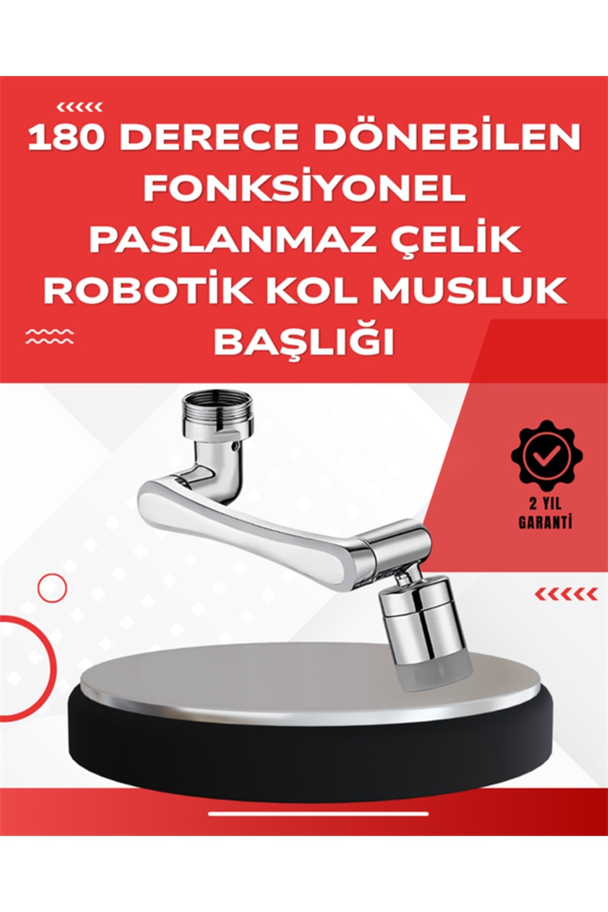 Çift Su Akış Modlu Musluk Başlığı – 360° + 720° Tam Dönebilen 3 Kollu Yapı