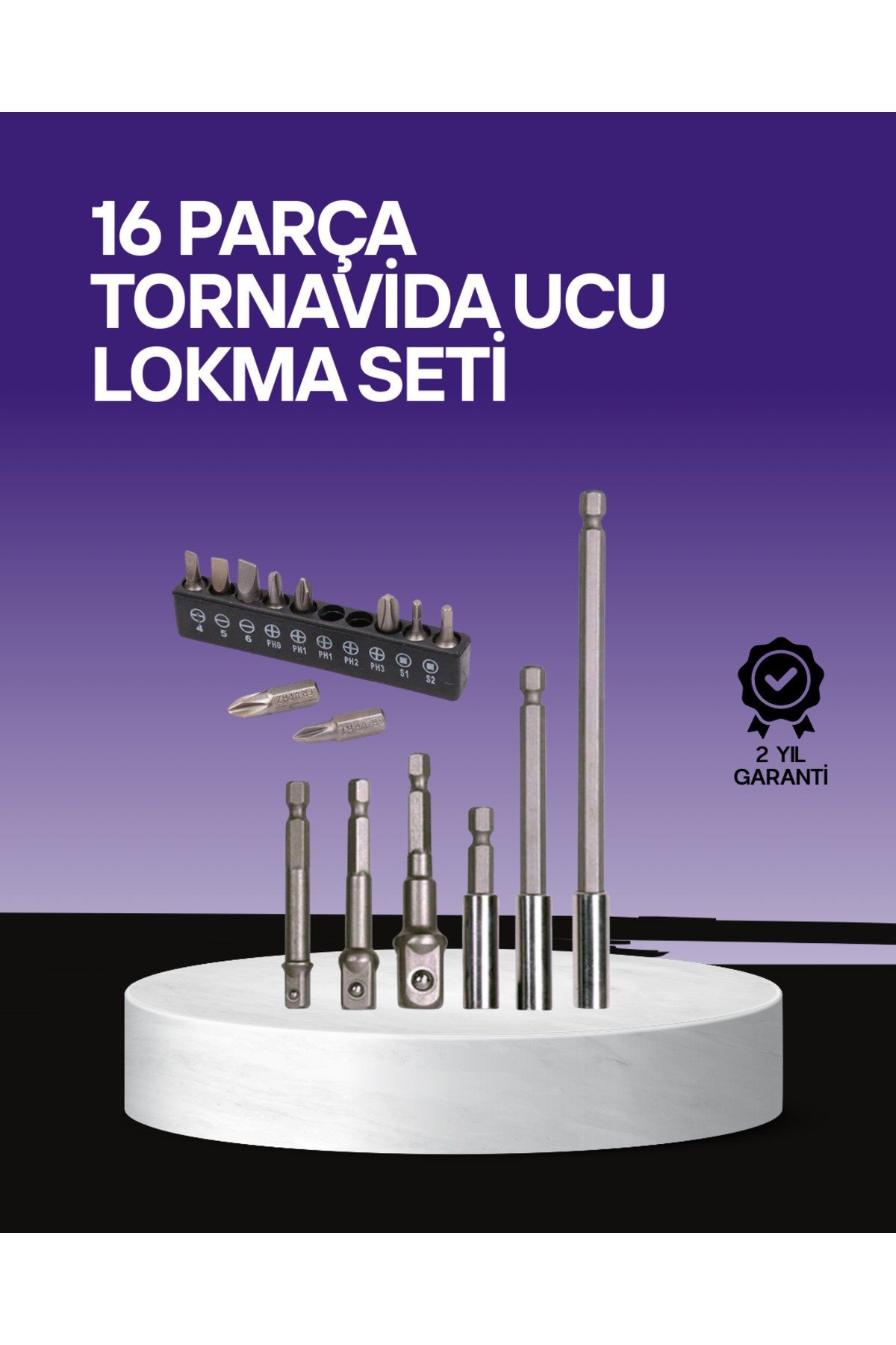 Çok Amaçlı 16lı Bits Uç Seti Dayanıklı Tornavida Adaptör