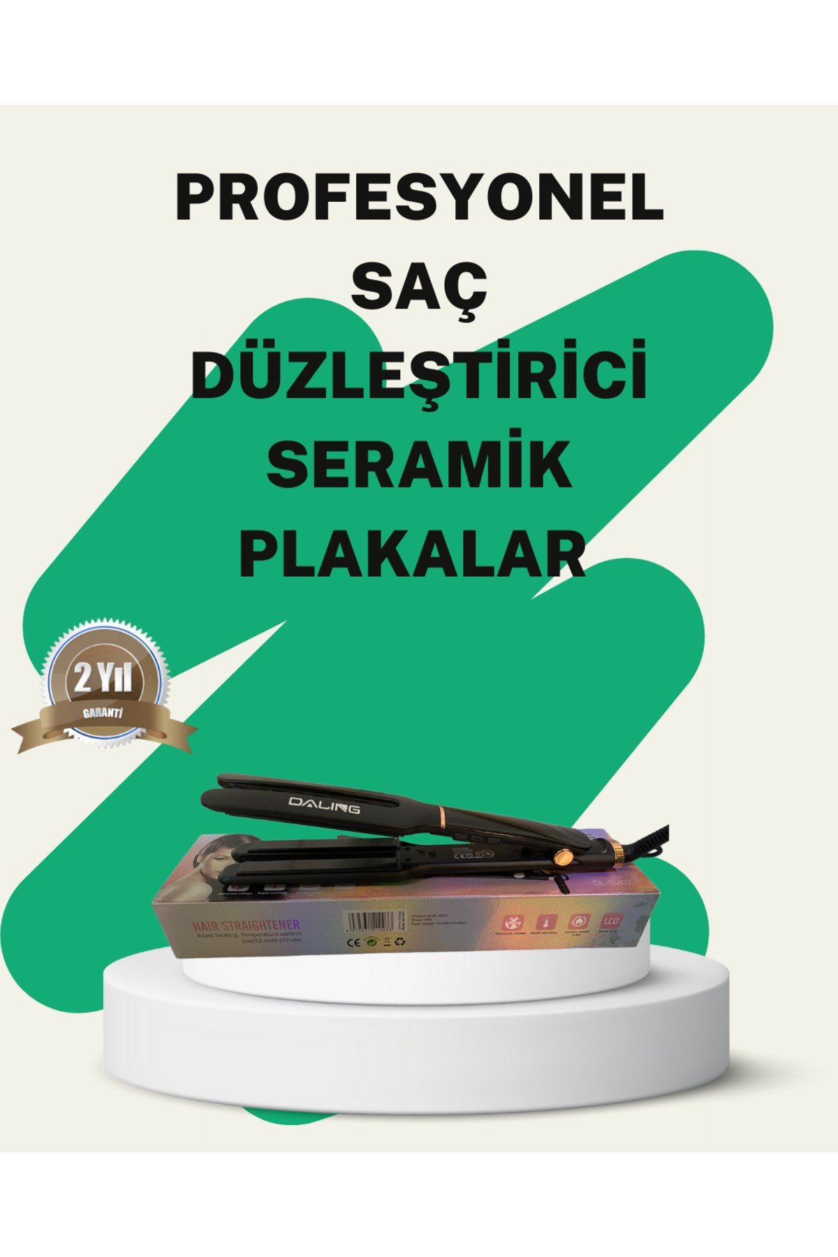 Daling Profesyonel Saç Düzleştirici Seramik Yüzey Tüm Saç Tipleri İçin