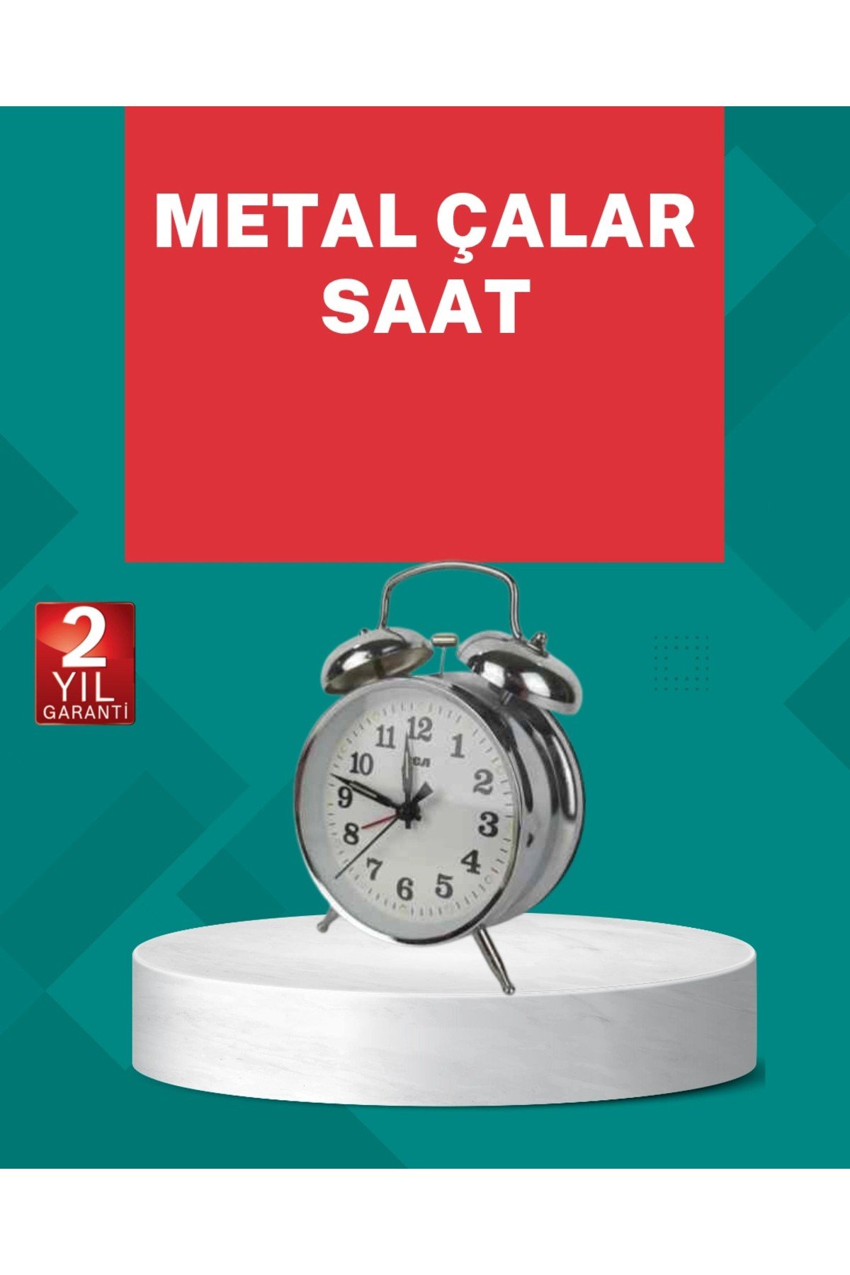 Dekoratif Gümüş Işıklı Alarmlı Masa Saati Sessiz Mekanizma