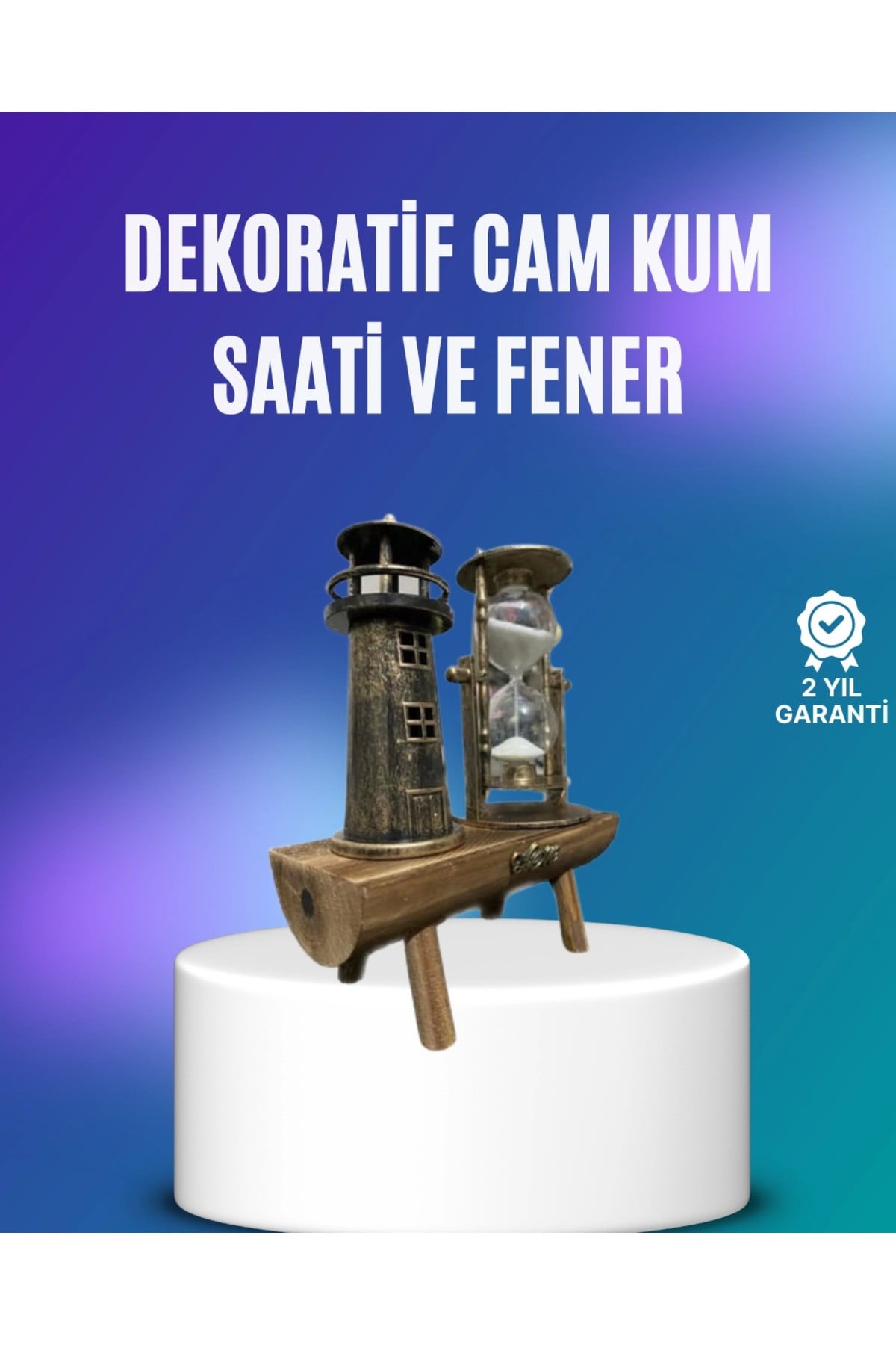 Deniz Feneri Şeklinde El Yapımı Kum Saati – Ev ve Ofis İçin Zarif Süs