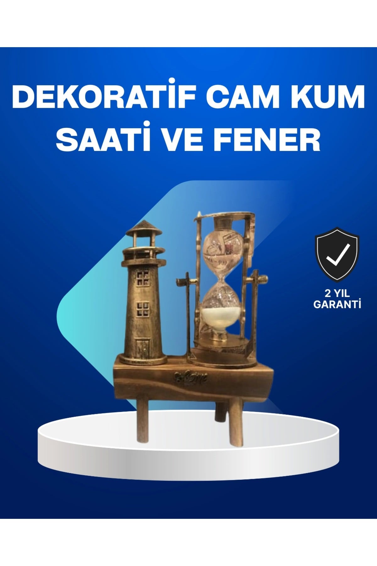 Deniz Feneri Tasarımlı Ahşap Kum Saati – Retro Masa Aksesuarı