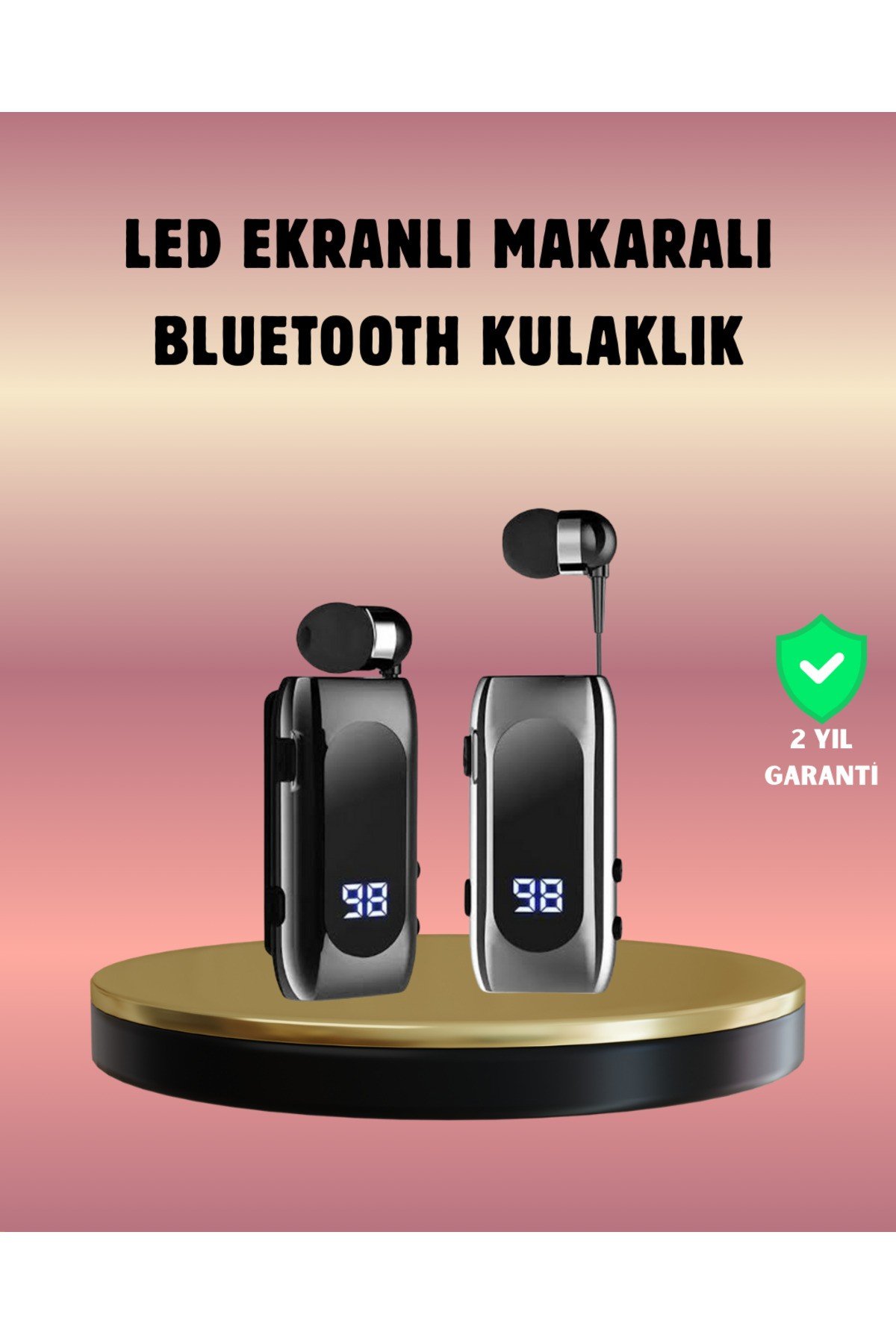 Dijital Göstergeli Bluetooth Kulaklık – Klipsli ve Şık Tasarım