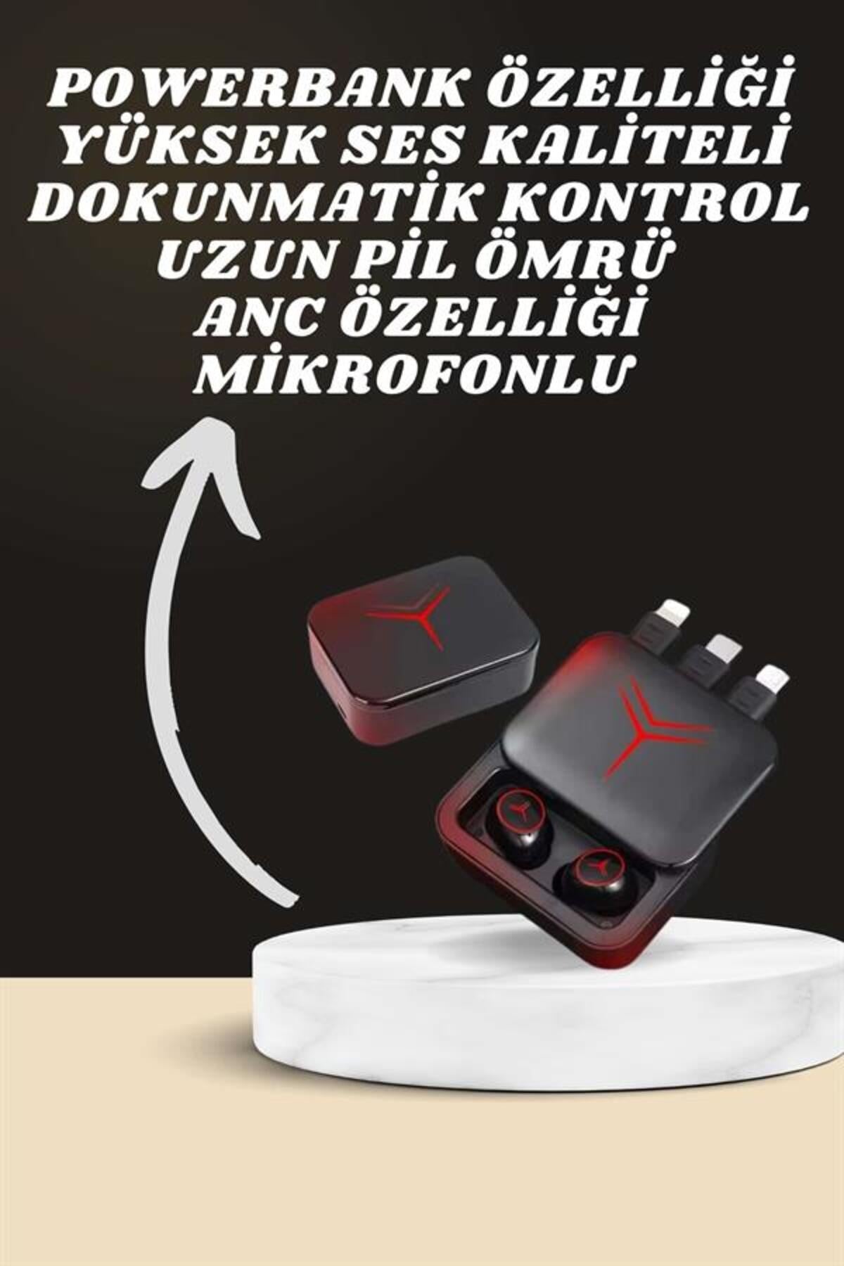 Dijital Göstergeli Powerbank Kablosuz Kulaklık ve 7 Kordonlu Yeni Nesil Akıllı Saat Dokunmatik K