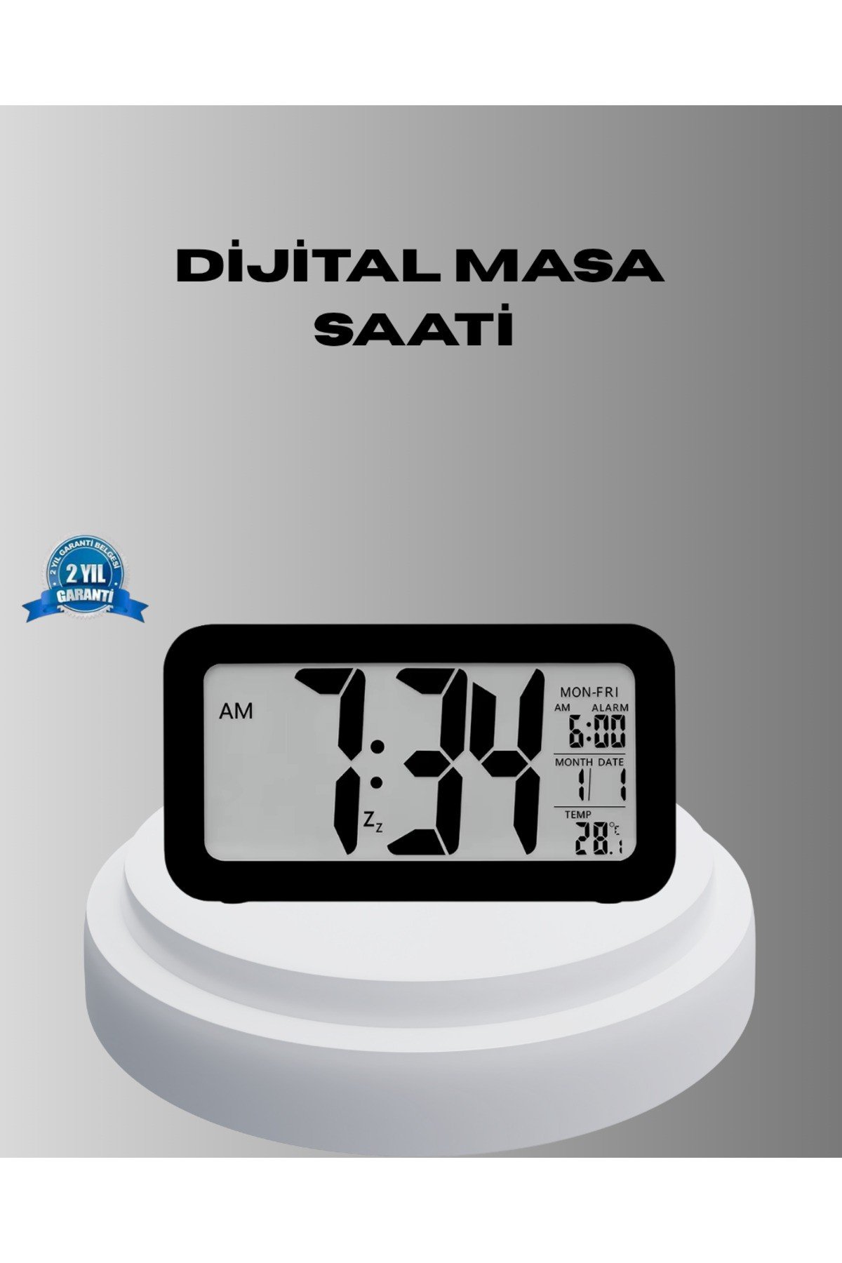 Dijital Masa Saati Sensörlü Aydınlatmalı Alarm ve Sıcaklık Ölçerli