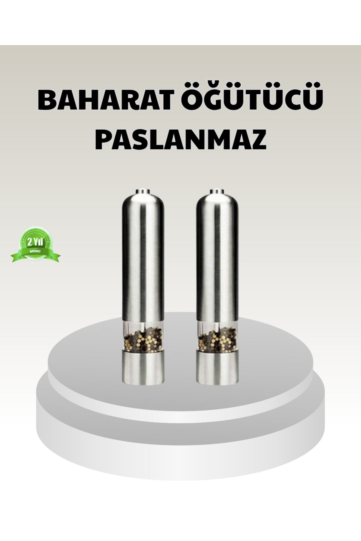 Elektrikli Tuz Karabiber Değirmeni – Paslanmaz Gövde, LED Işıklı ve Ayarlanabilir Öğütme