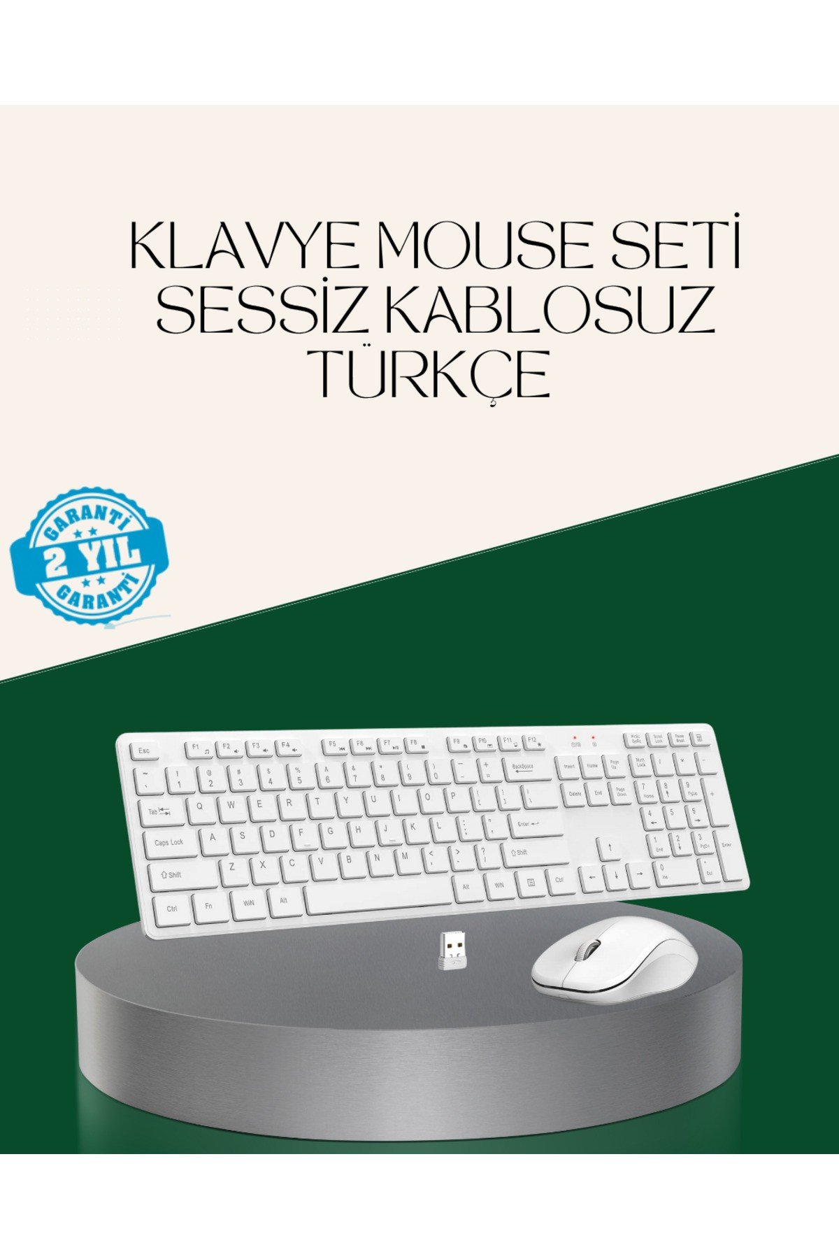 Ergonomik Kablosuz Klavye Mouse Takımı - Tam Boy, Sessiz ve Güvenilir