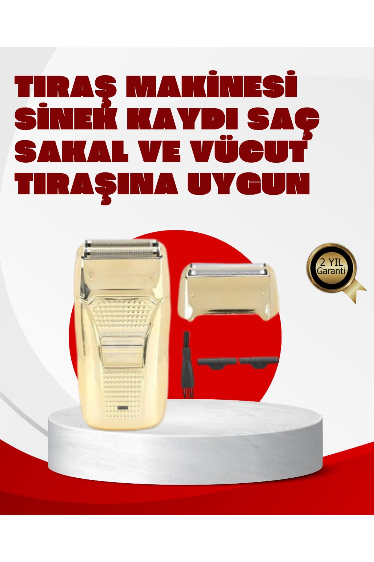 Erkek Saç Sakal Tıraş Makinesi Kablolu Altın Renk Dayanıklı