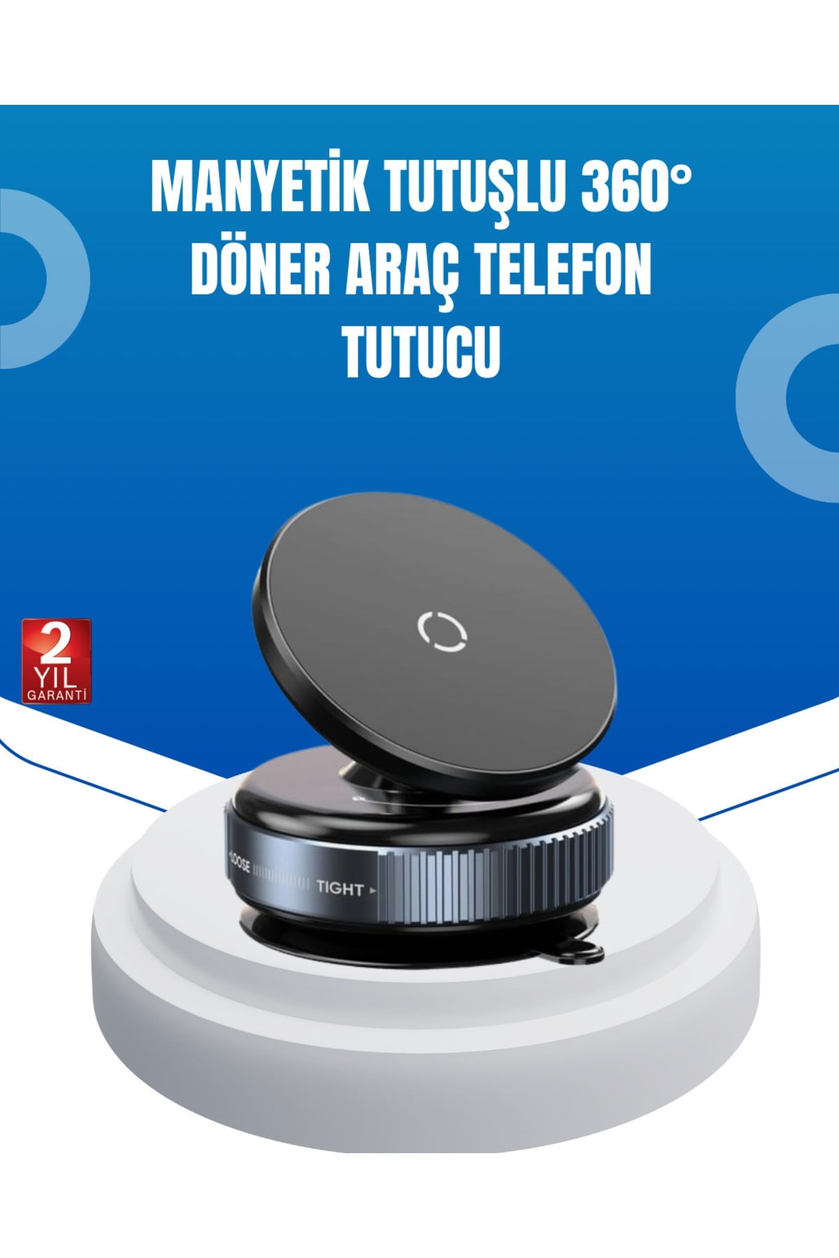 Evrensel Manyetik Araç Telefon Tutucu 360° Döner Başlık