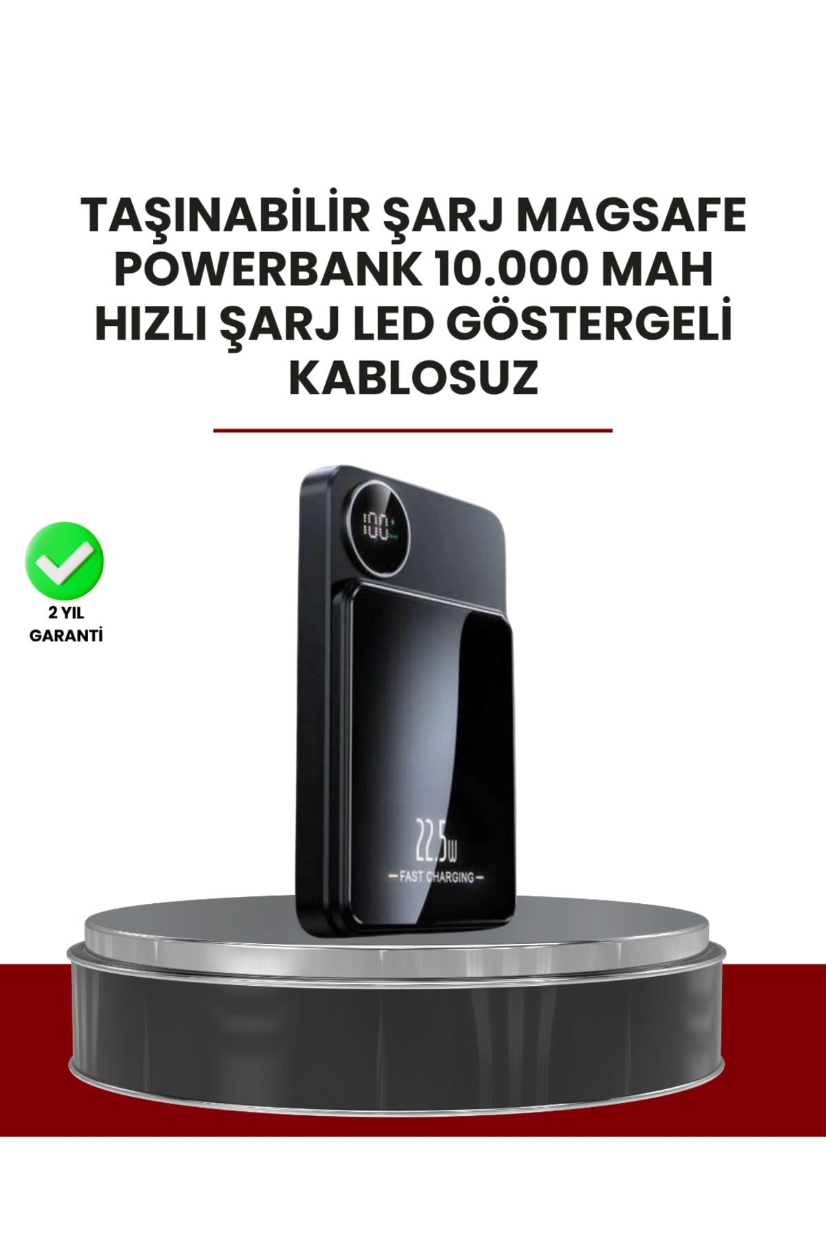 Gerçek Zamanlı Güç Göstergeli Manyetik USB-C Taşınabilir Powerbank
