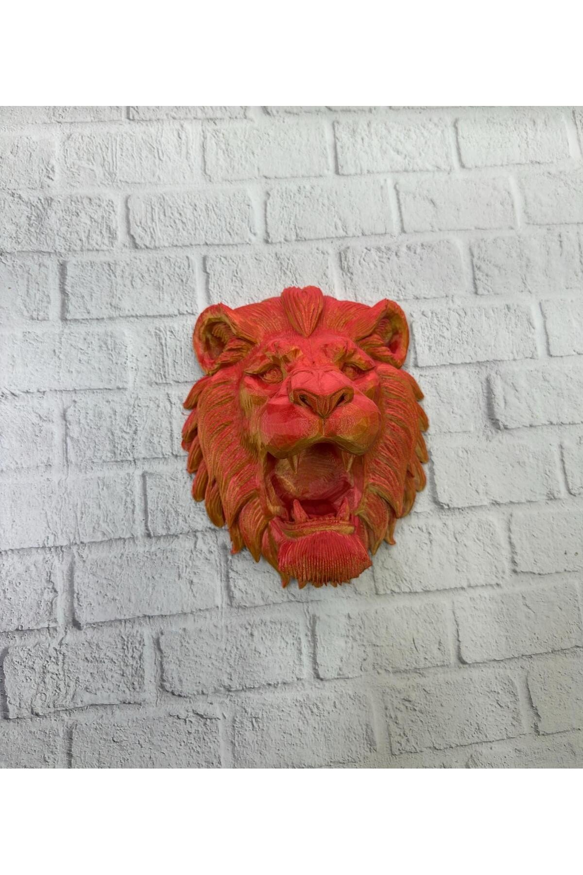 Gold Red Aslan Başı Duvar Aksesuarı